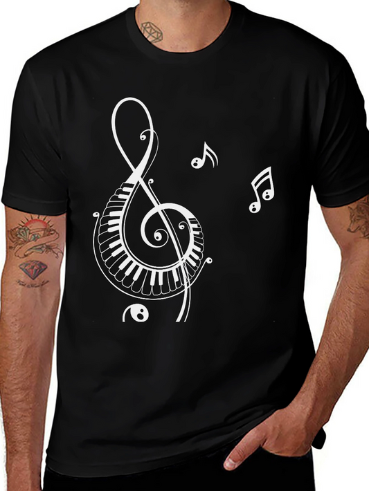 Musical Note Piano Key T-Shirt - Black