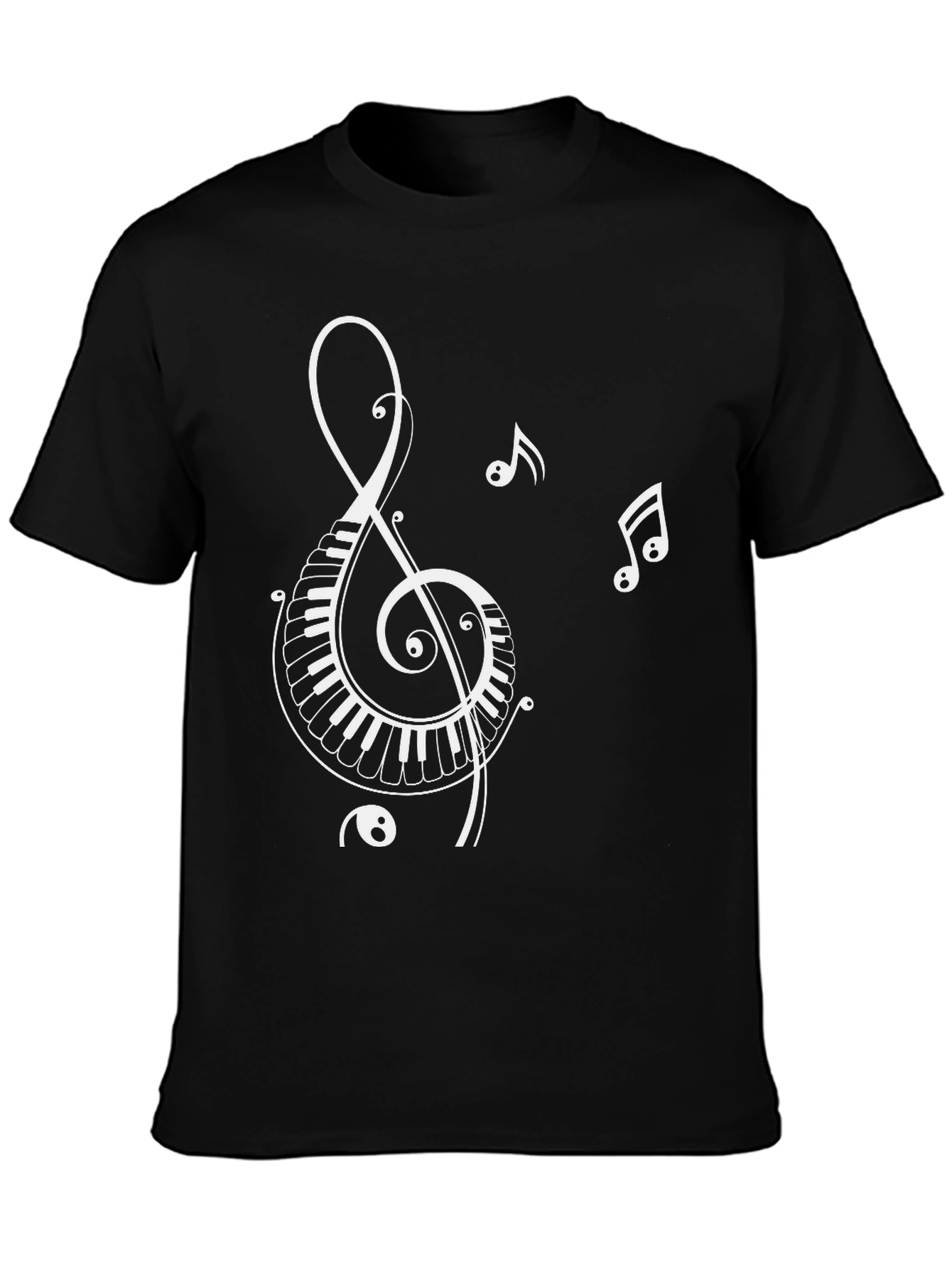 Musical Note Piano Key T-Shirt - Black