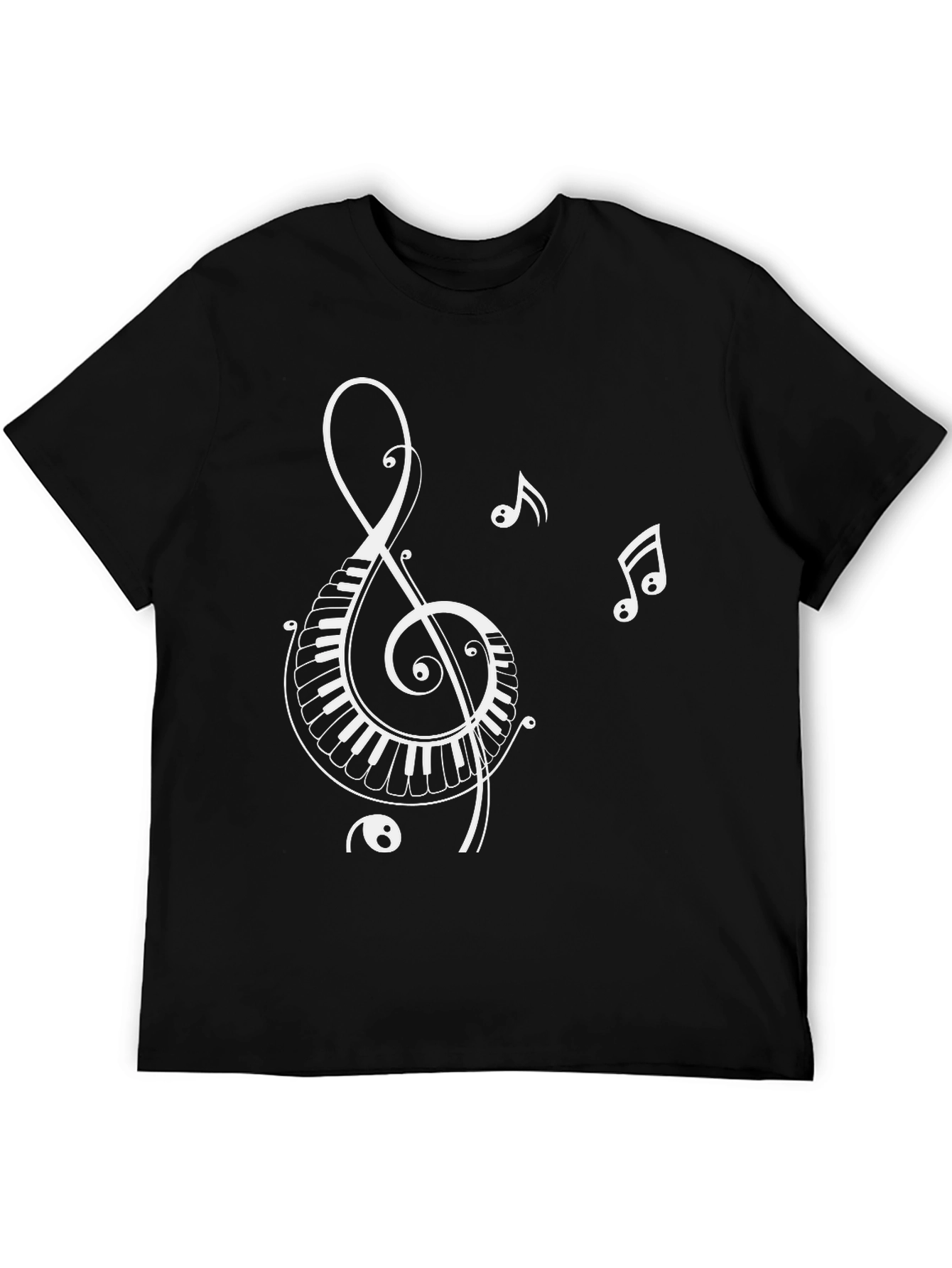 Musical Note Piano Key T-Shirt - Black