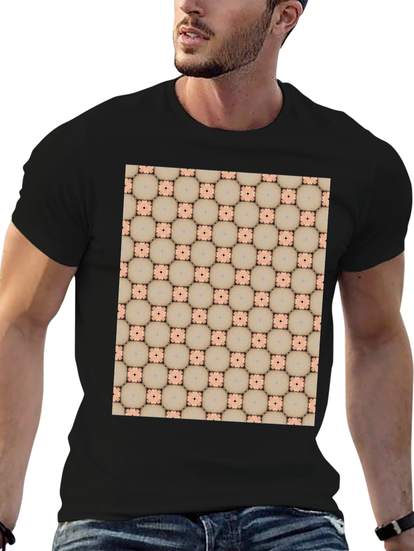 Patterned Black T-Shirt