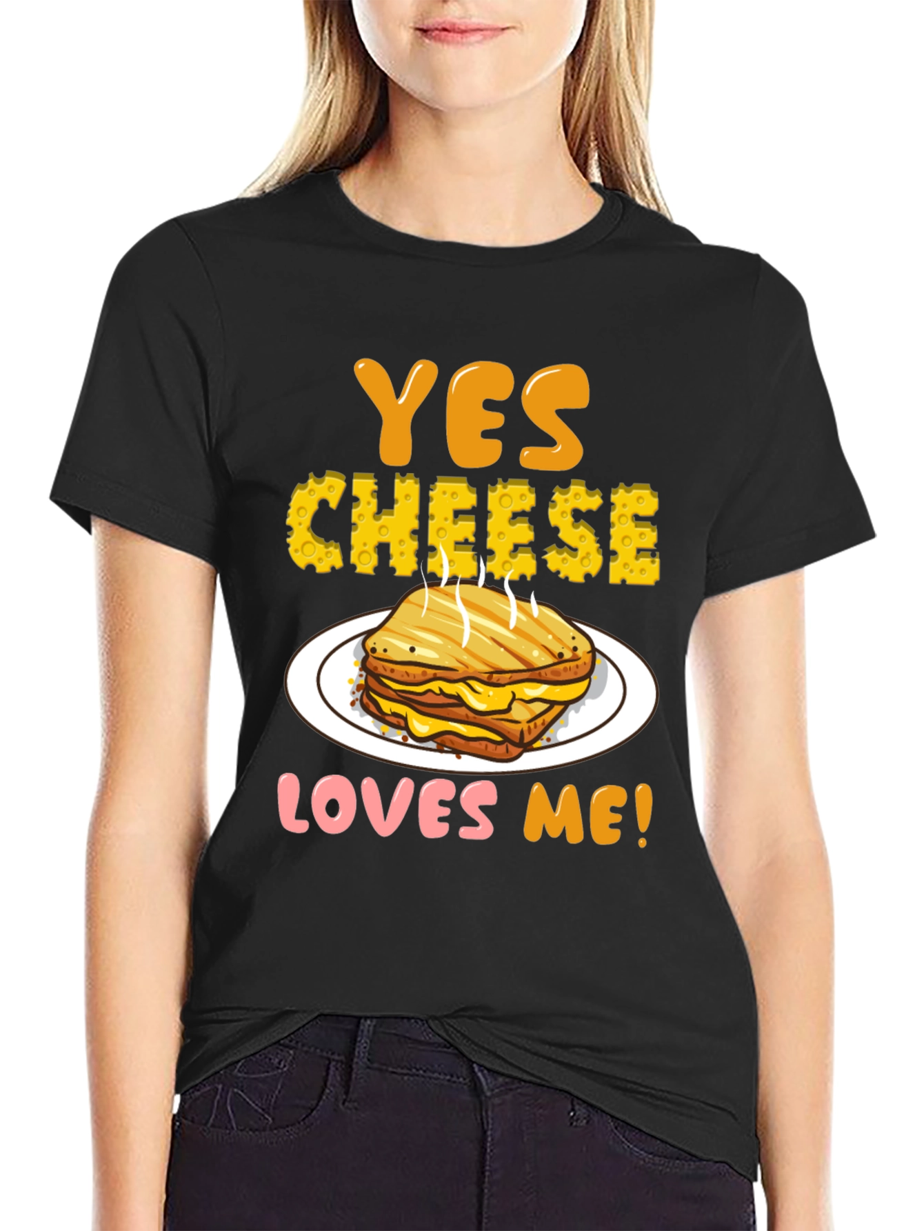 Yes Cheese Loves Me T-Shirt Grilled Cheese Graphic Tee
