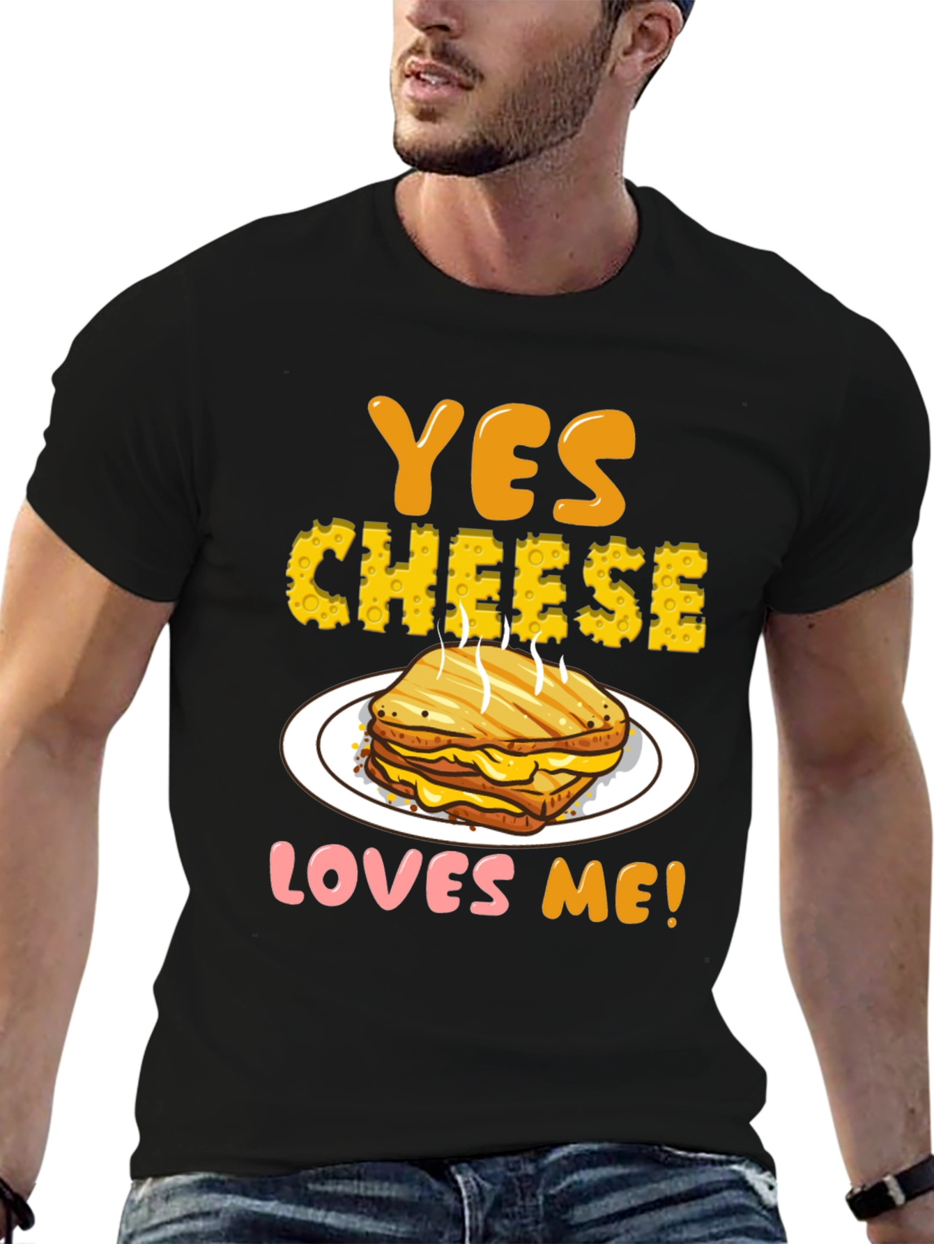 Yes Cheese Loves Me T-Shirt Grilled Cheese Graphic Tee