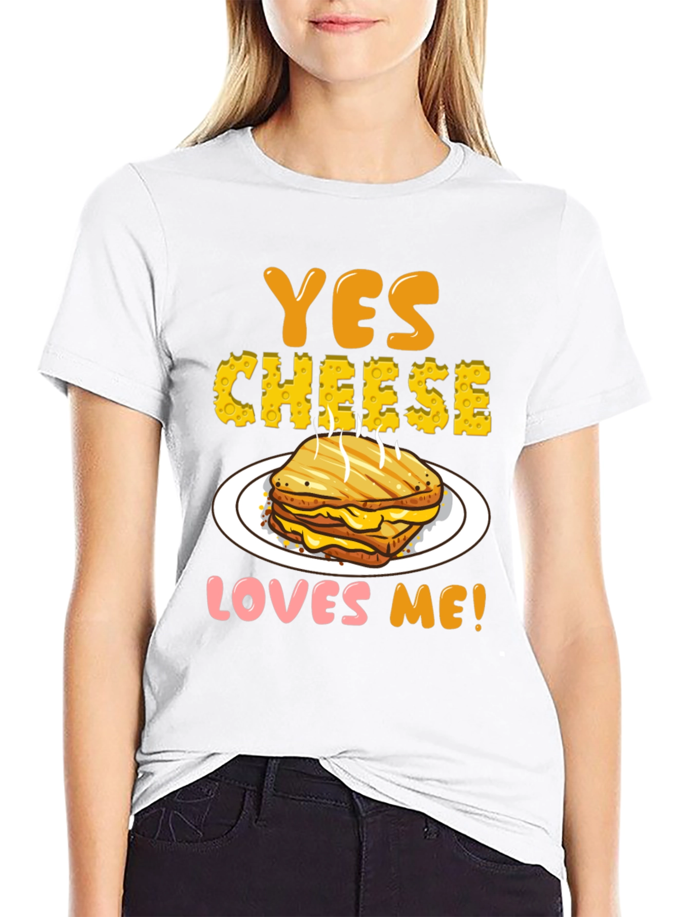 Yes Cheese Loves Me T-Shirt Grilled Cheese Graphic Tee