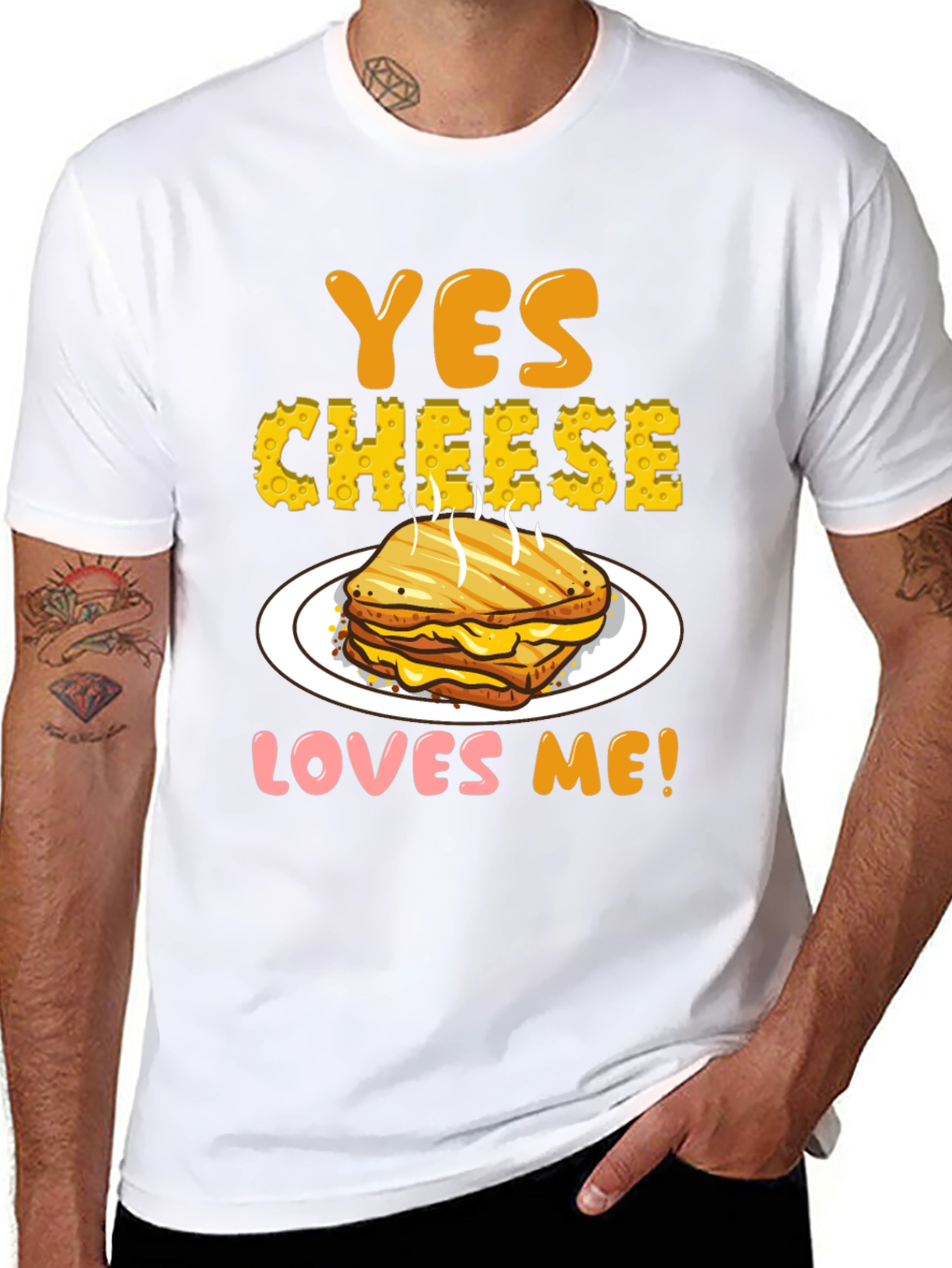 Yes Cheese Loves Me T-Shirt Grilled Cheese Graphic Tee