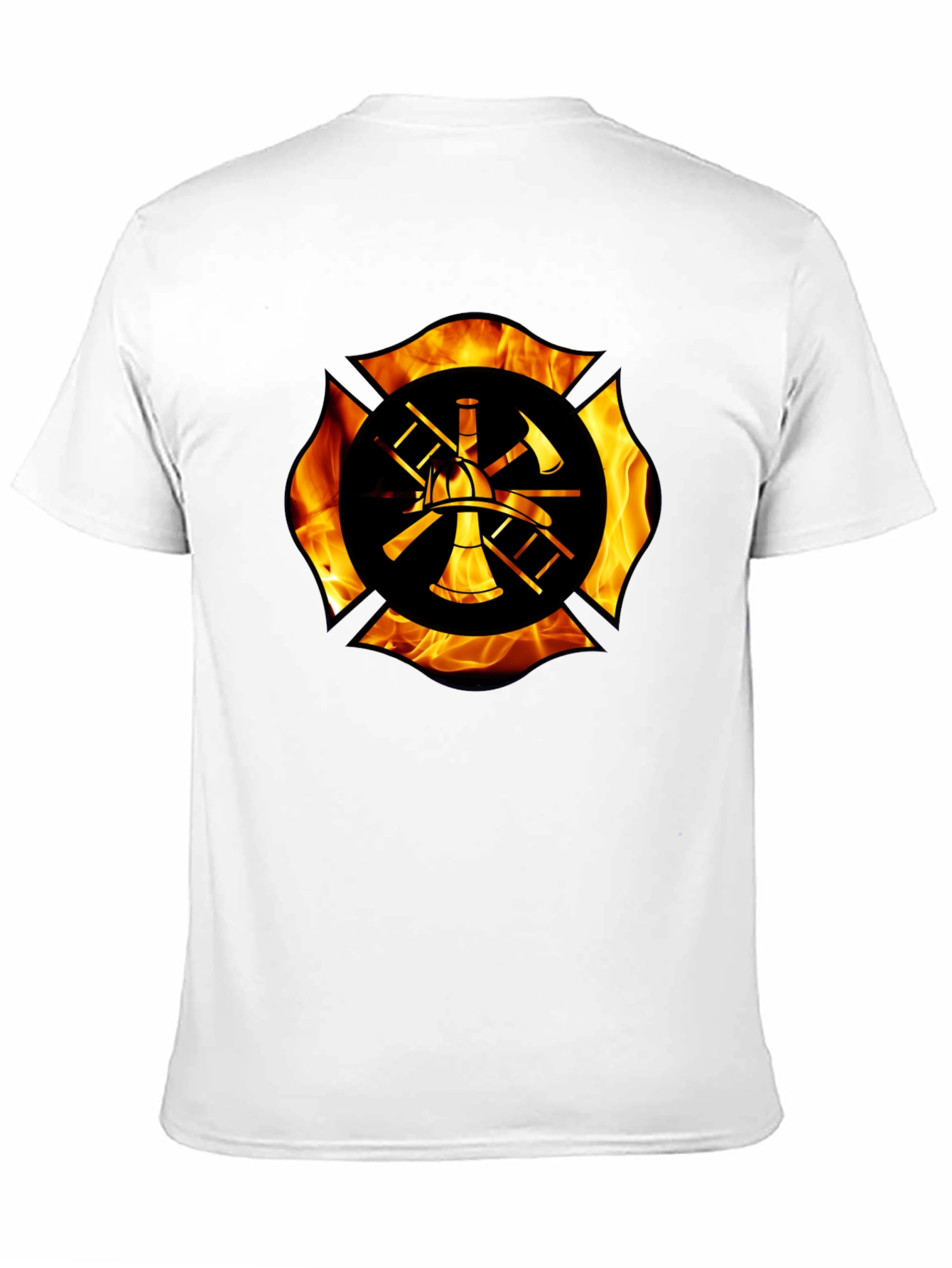 Firefighter Maltese Cross Flame Graphic T-Shirt