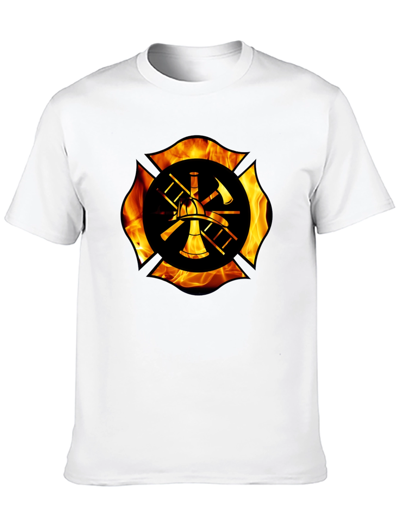 Firefighter Maltese Cross Flame Graphic T-Shirt