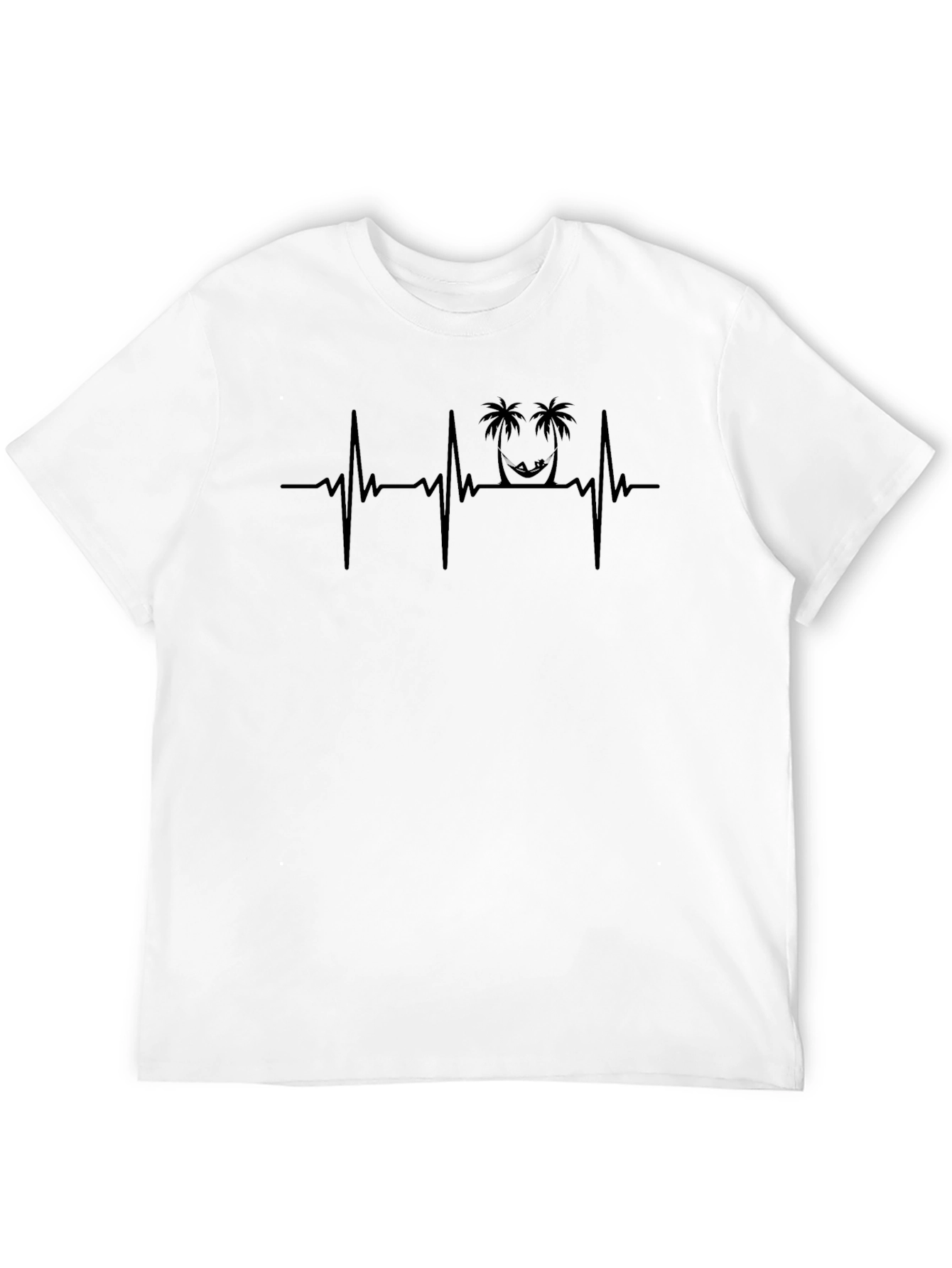 Palm Tree Heartbeat T-Shirt - Black Graphic Tee