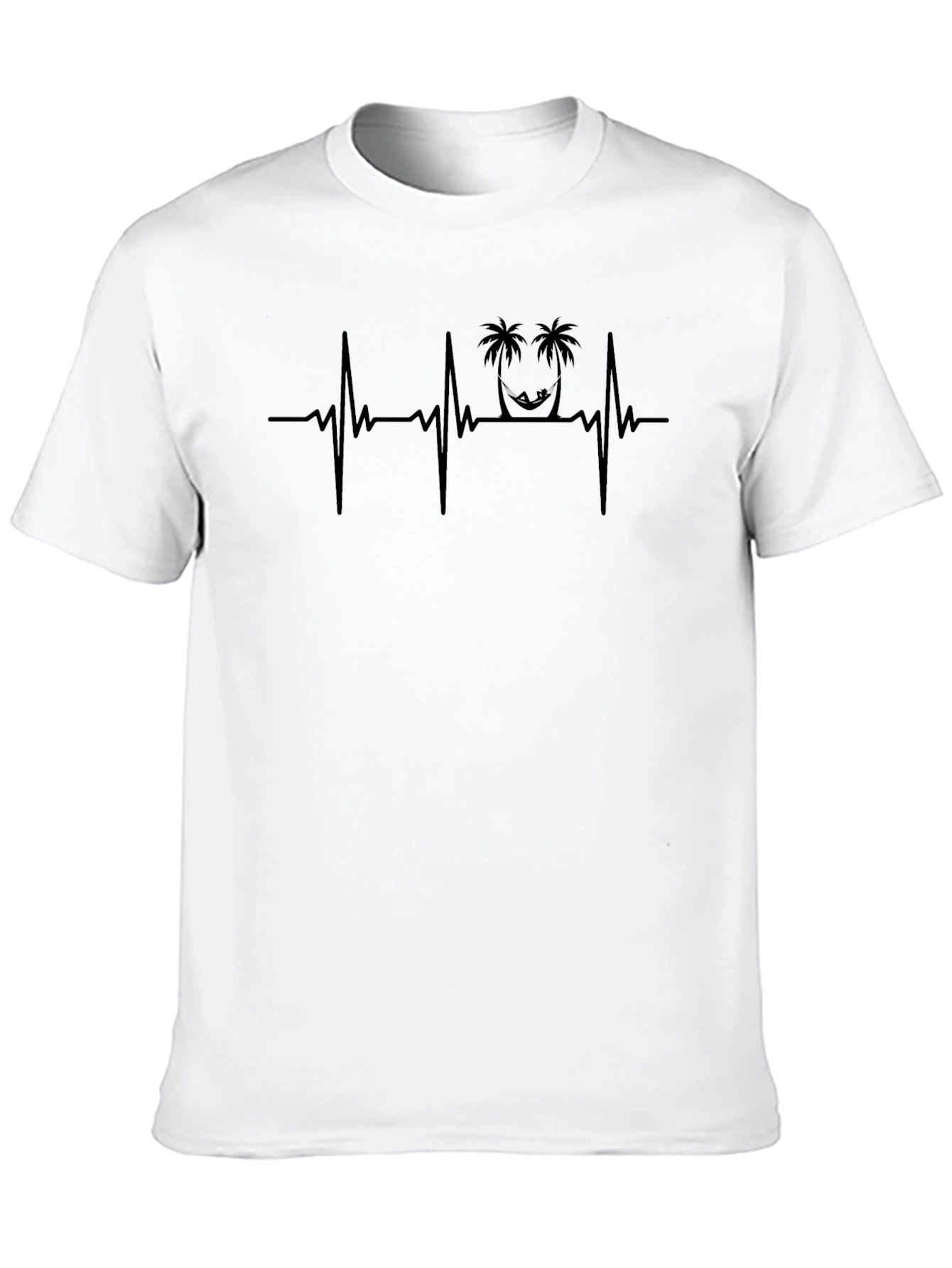 Palm Tree Heartbeat T-Shirt - Black Graphic Tee