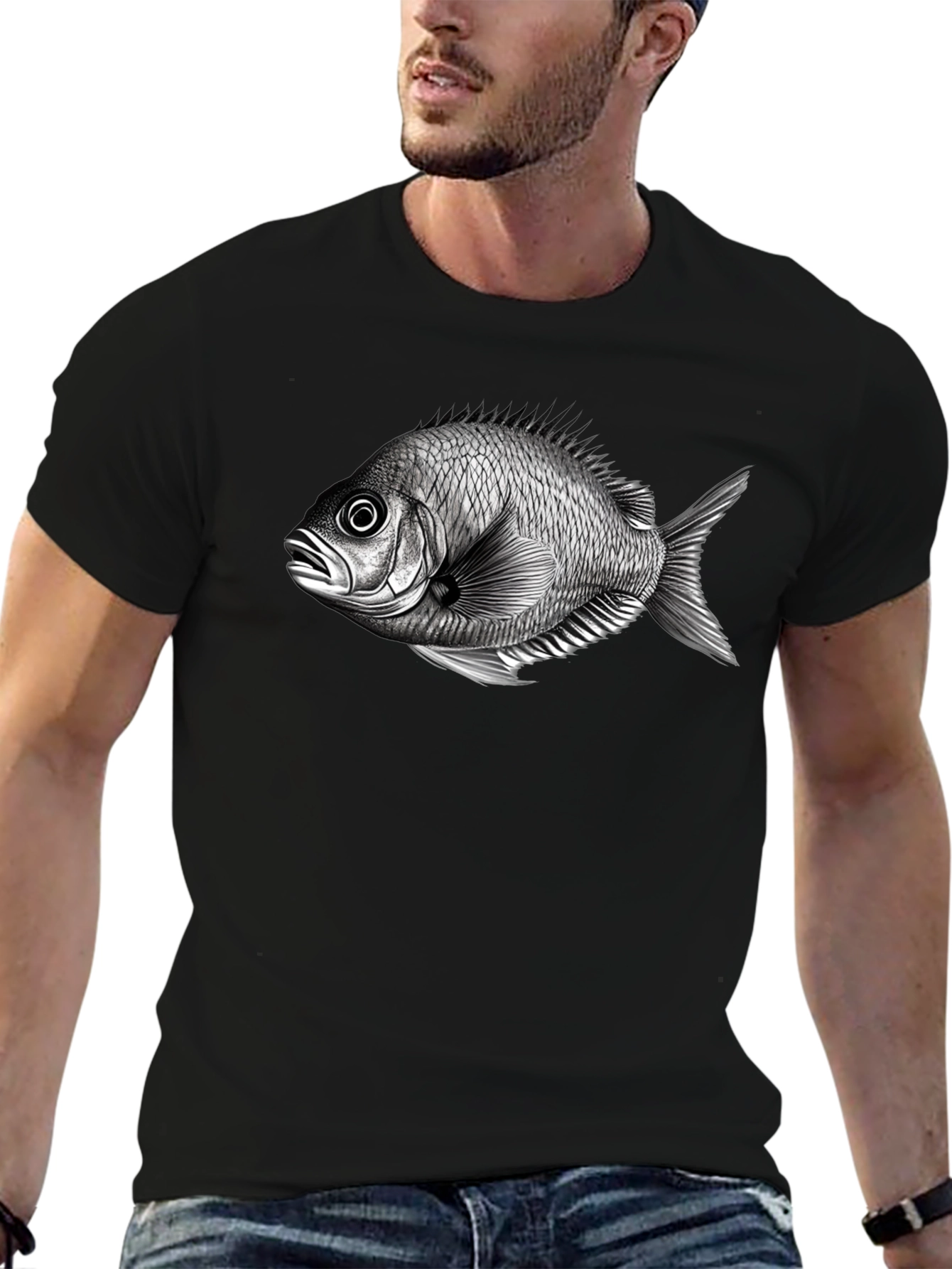 Black Fish Graphic Tee - Unique Print T-Shirt