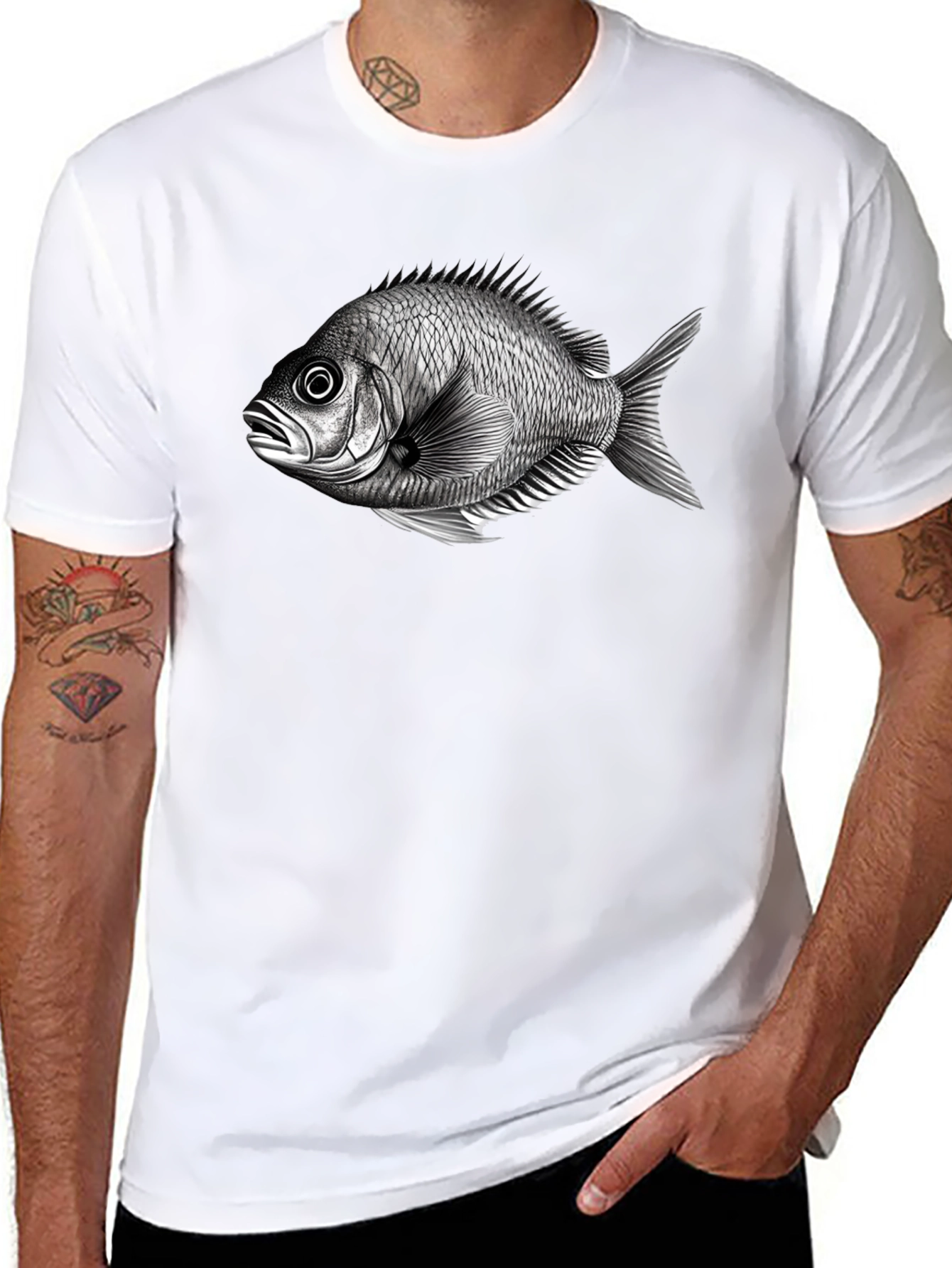 Black Fish Graphic Tee - Unique Print T-Shirt