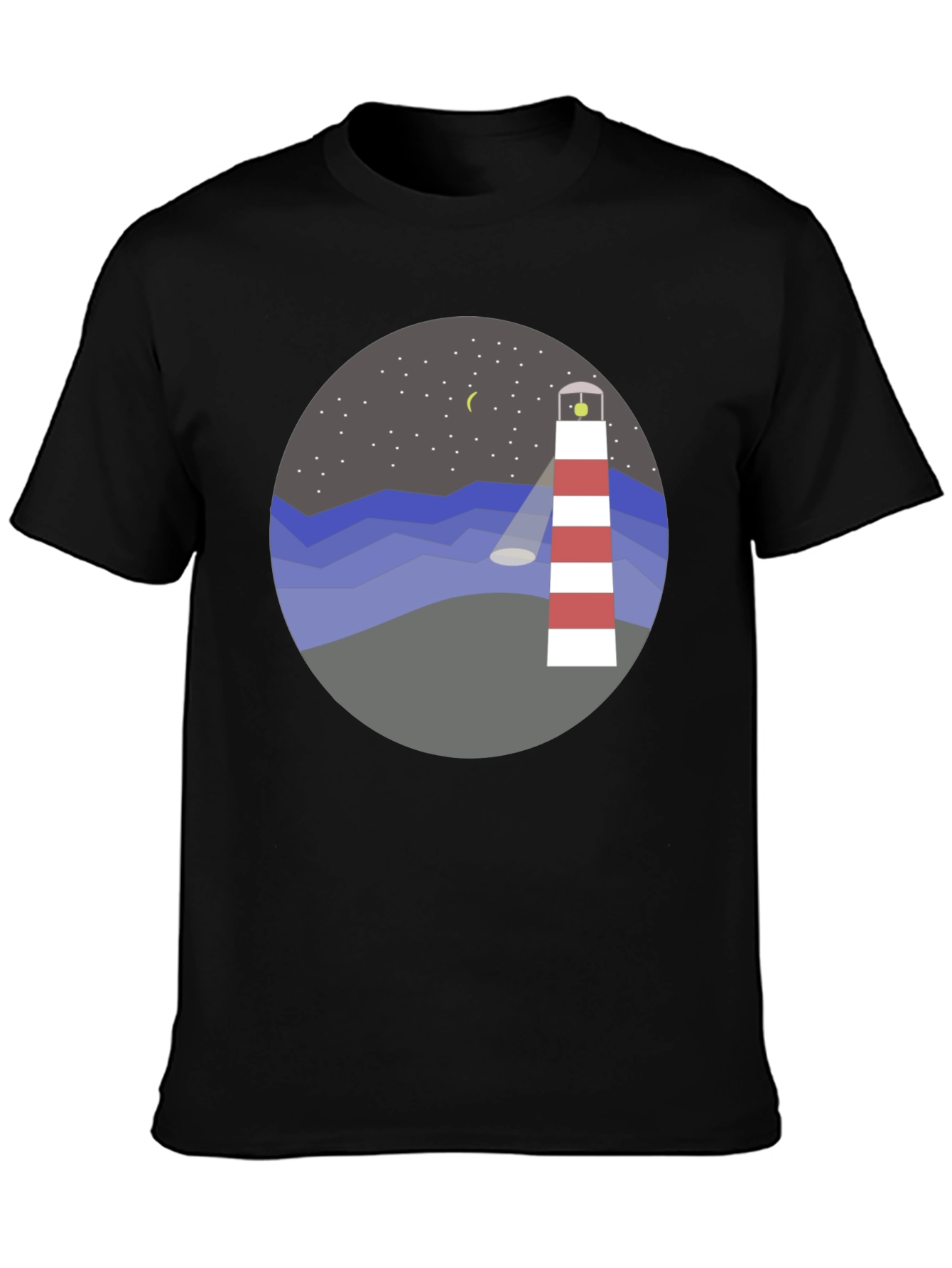 Lighthouse Graphic Tee - Coastal Night Scene Shirt
