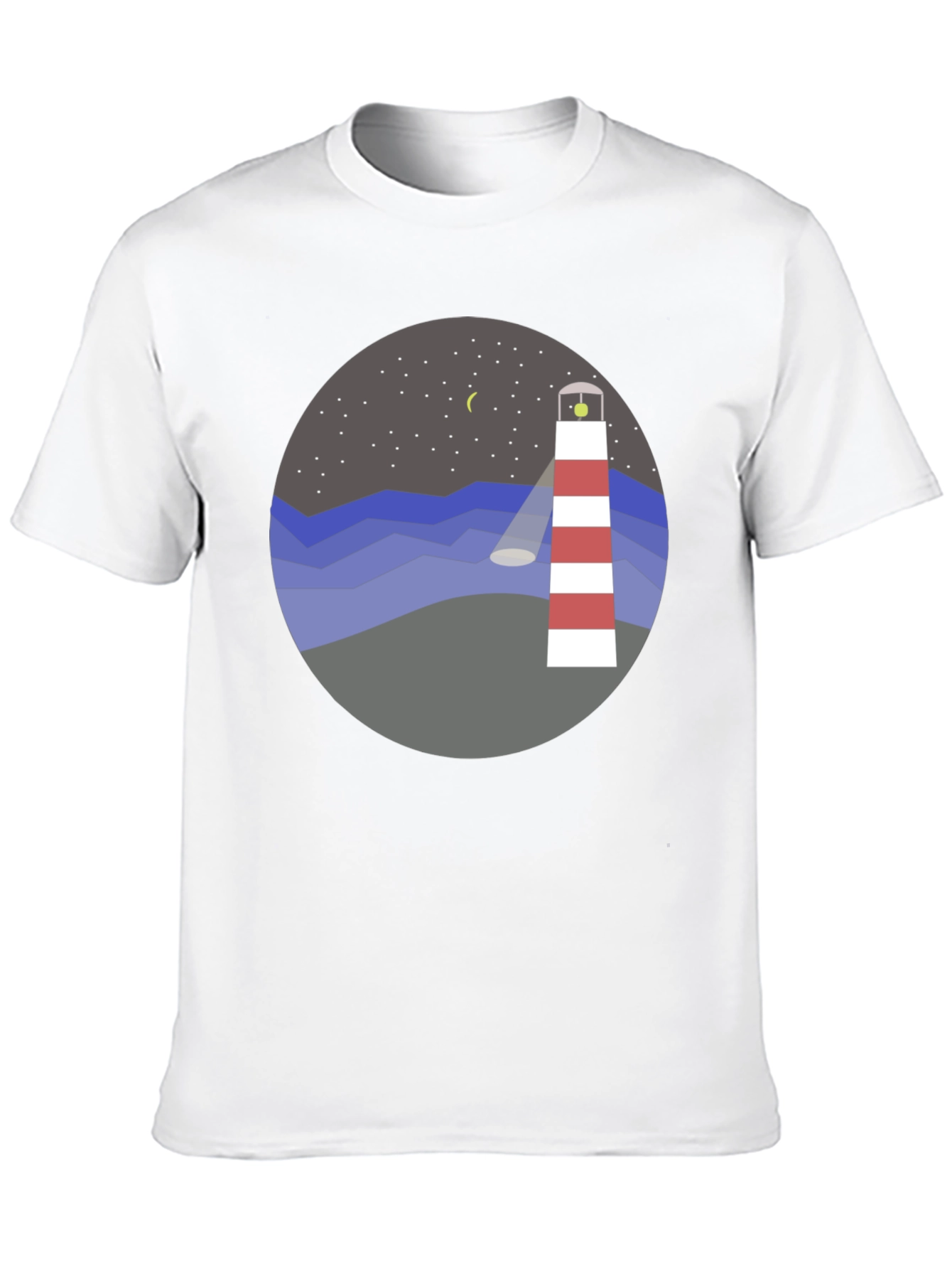 Lighthouse Graphic Tee - Coastal Night Scene Shirt