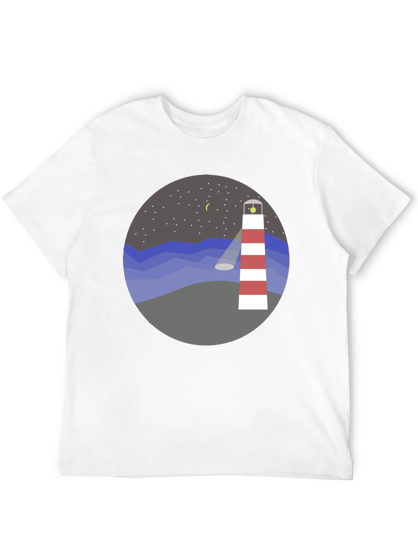 Lighthouse Graphic Tee - Coastal Night Scene Shirt