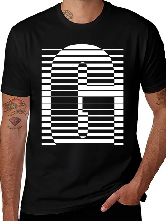 Modern Striped G Graphic Tee - Black