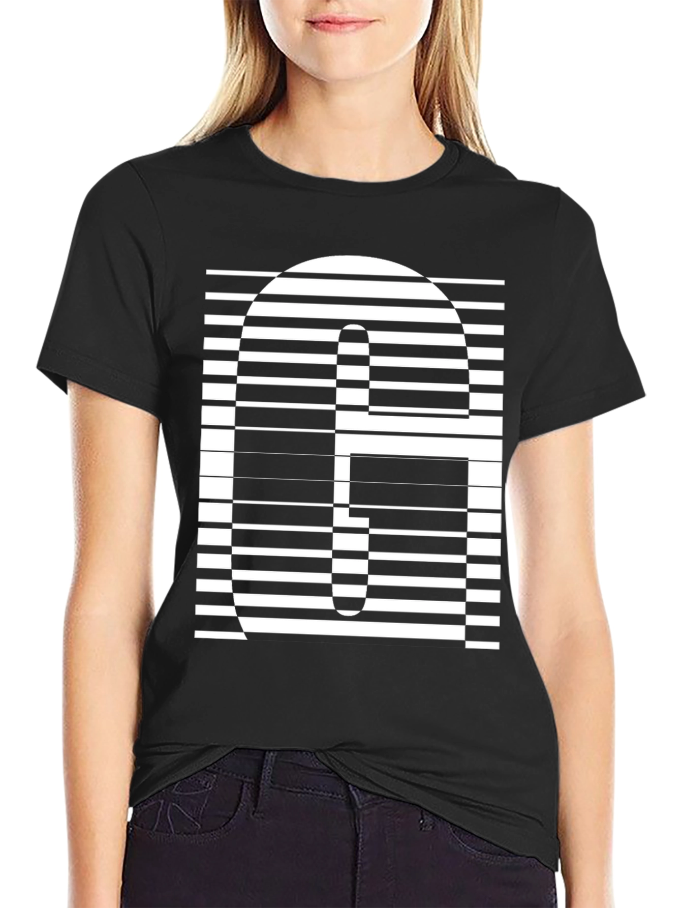 Modern Striped G Graphic Tee - Black