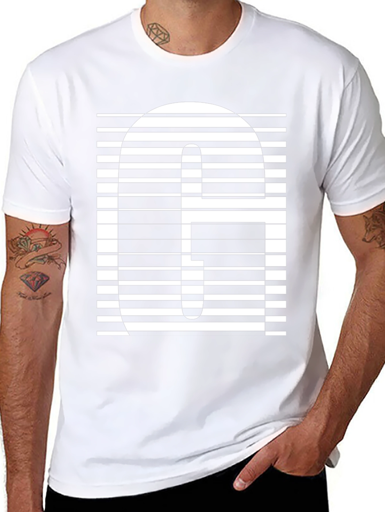 Modern Striped G Graphic Tee - Black