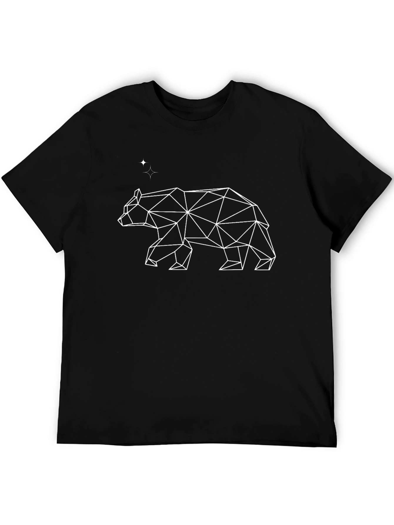 Geometric Bear Graphic Black T-Shirt