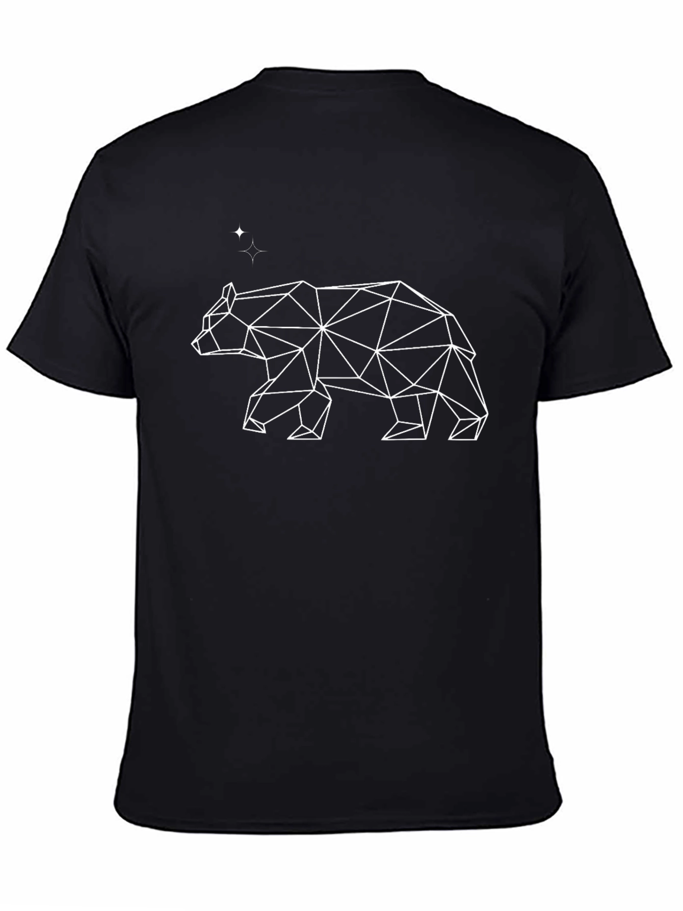 Geometric Bear Graphic Black T-Shirt