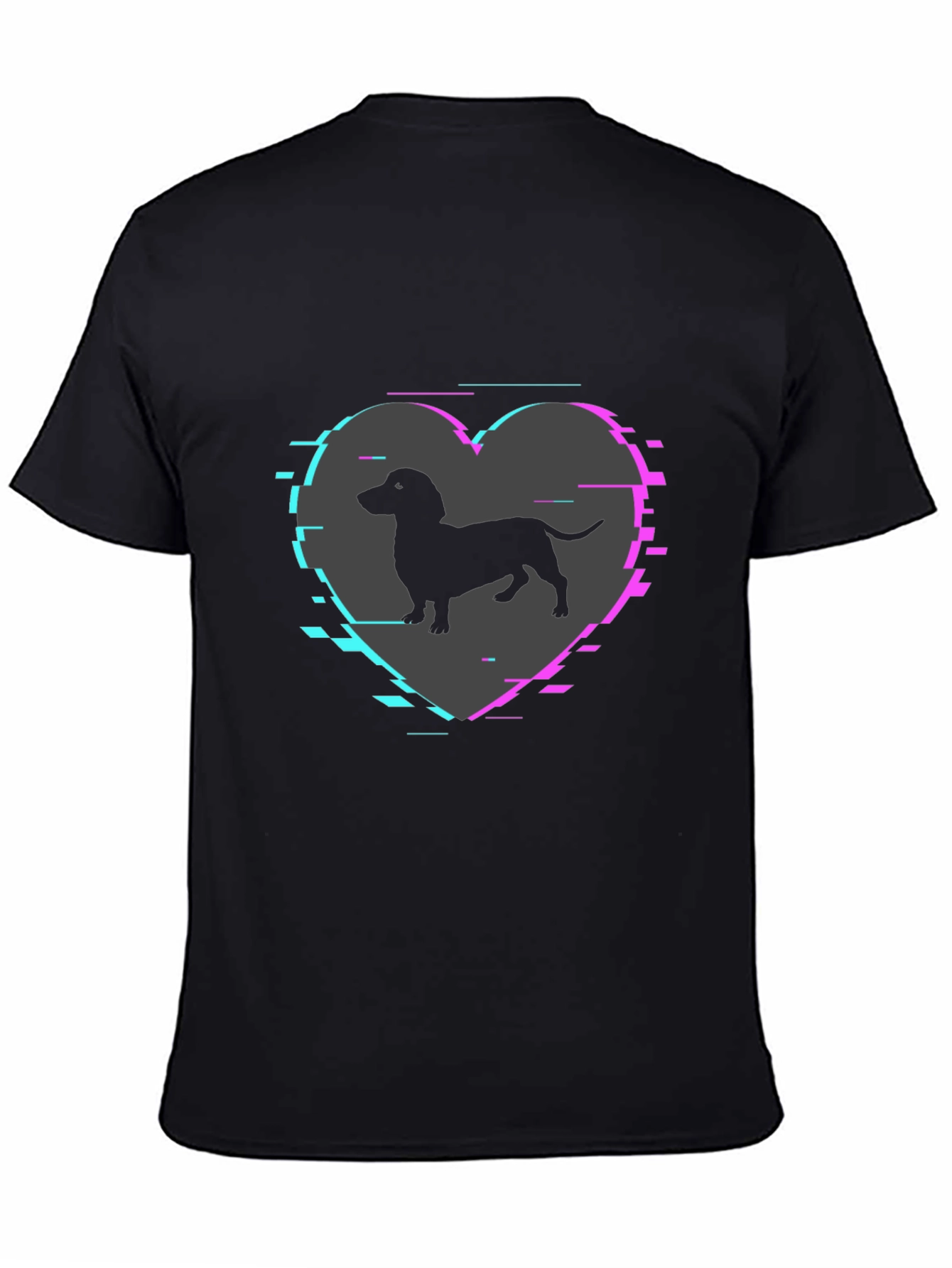 Dachshund Dog Heart Glitch Mens T-Shirt