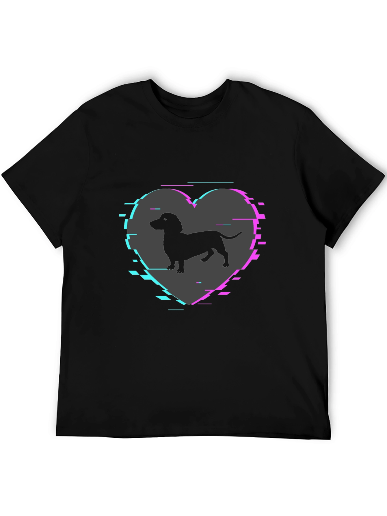 Dachshund Dog Heart Glitch Mens T-Shirt