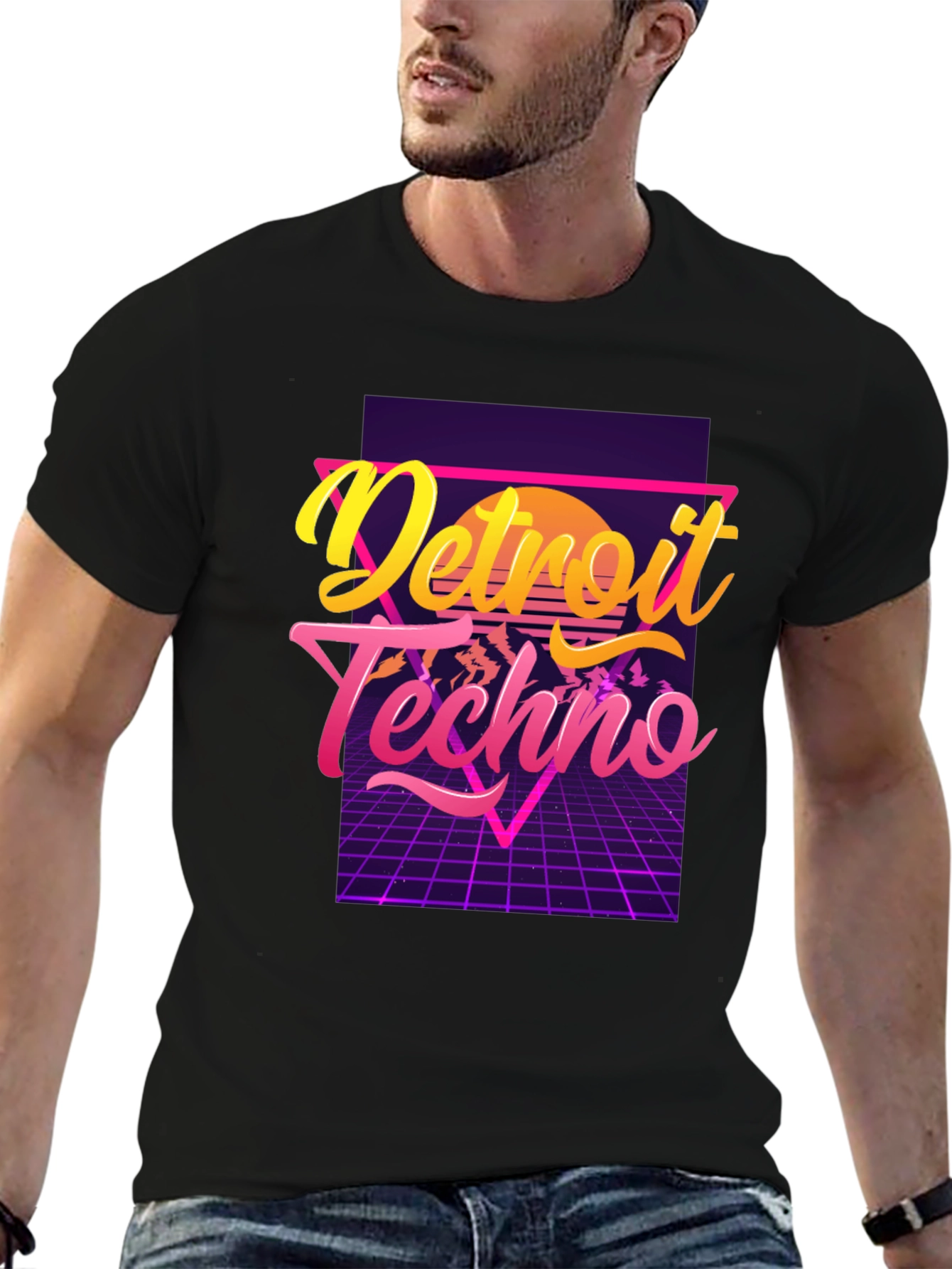 Detroit Techno T-Shirt 80s Synthwave Design