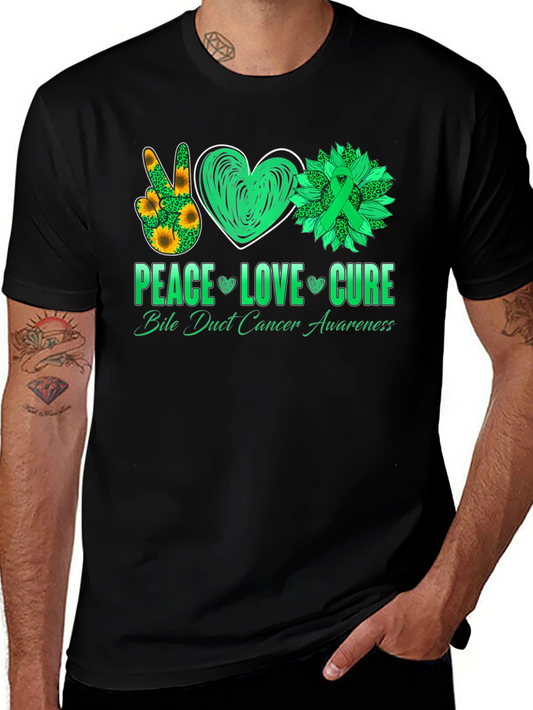 Peace Love Cure Bile Duct Cancer Awareness T-Shirt