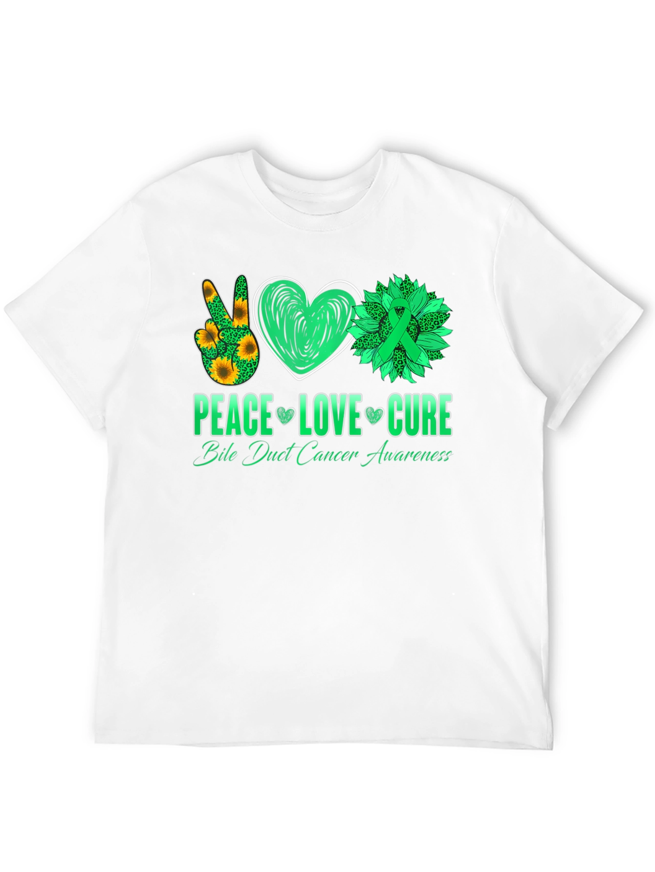 Peace Love Cure Bile Duct Cancer Awareness T-Shirt
