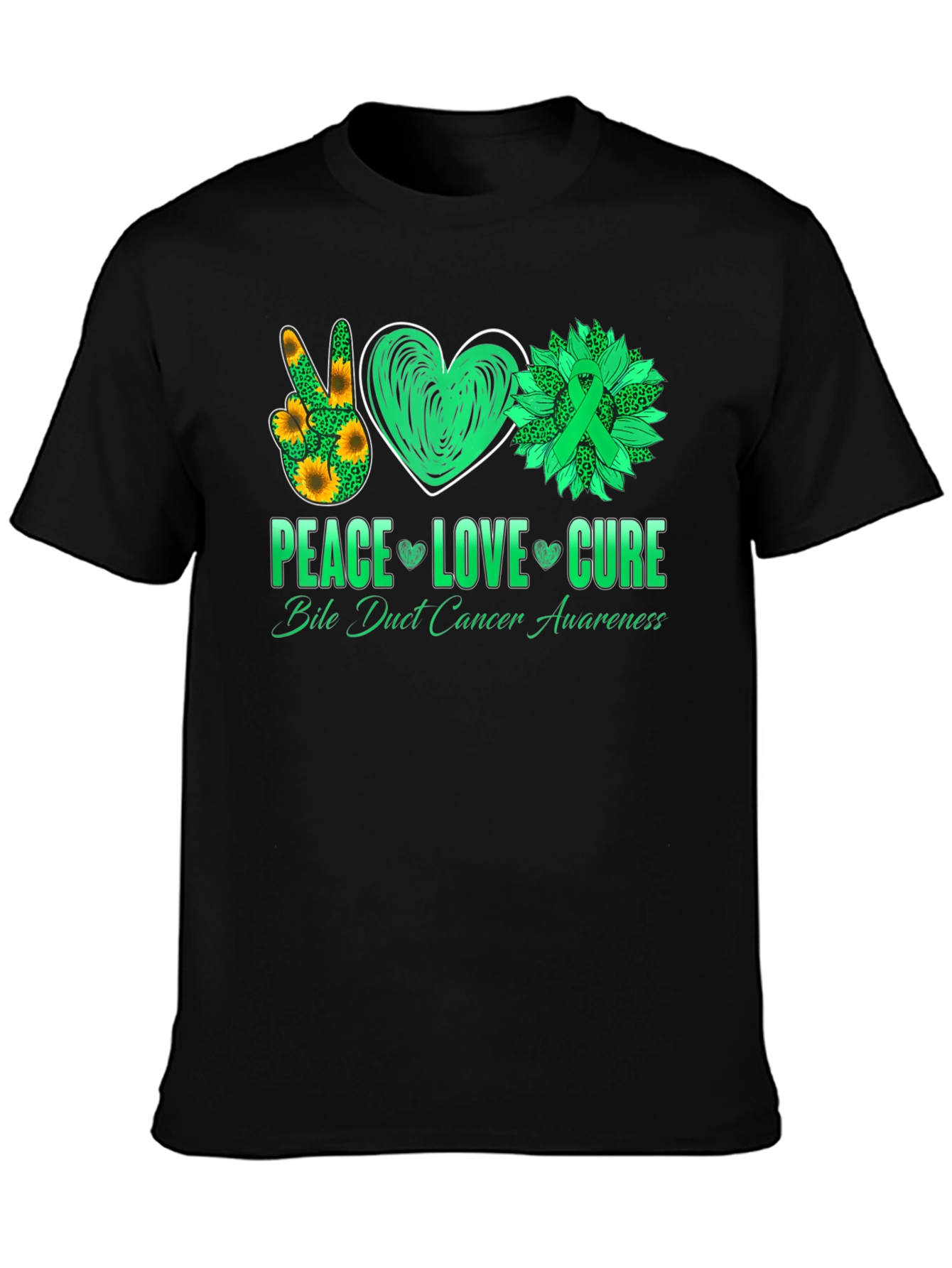 Peace Love Cure Bile Duct Cancer Awareness T-Shirt