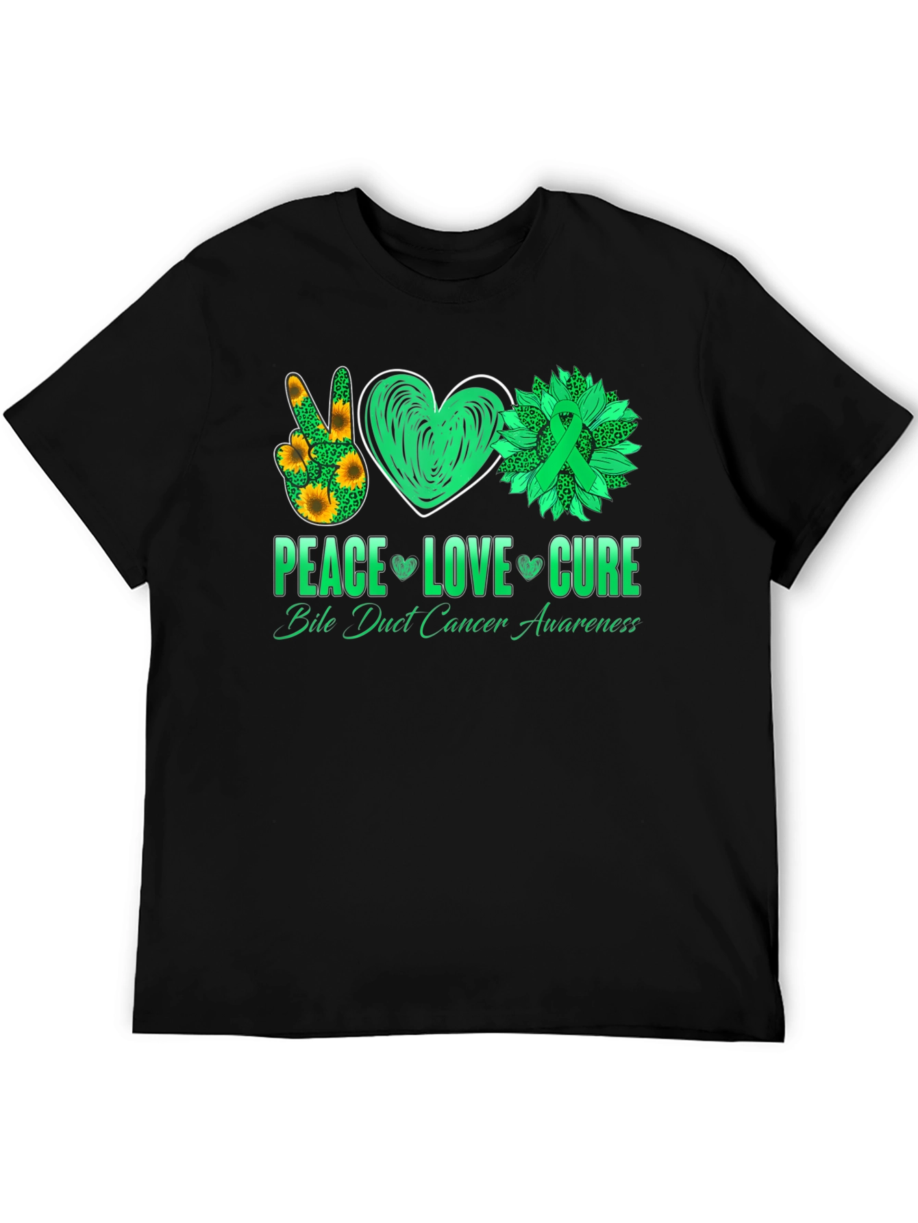Peace Love Cure Bile Duct Cancer Awareness T-Shirt