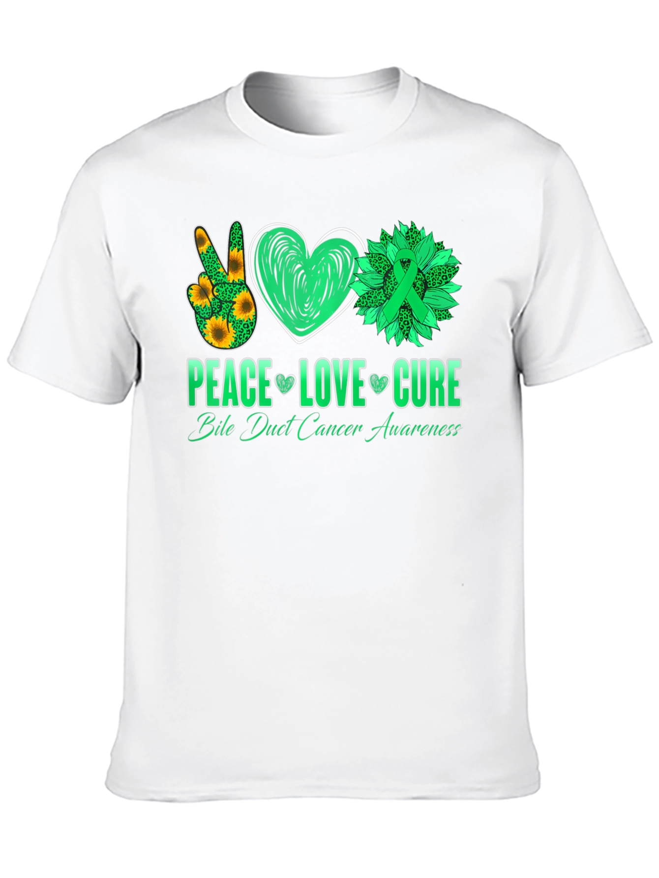 Peace Love Cure Bile Duct Cancer Awareness T-Shirt