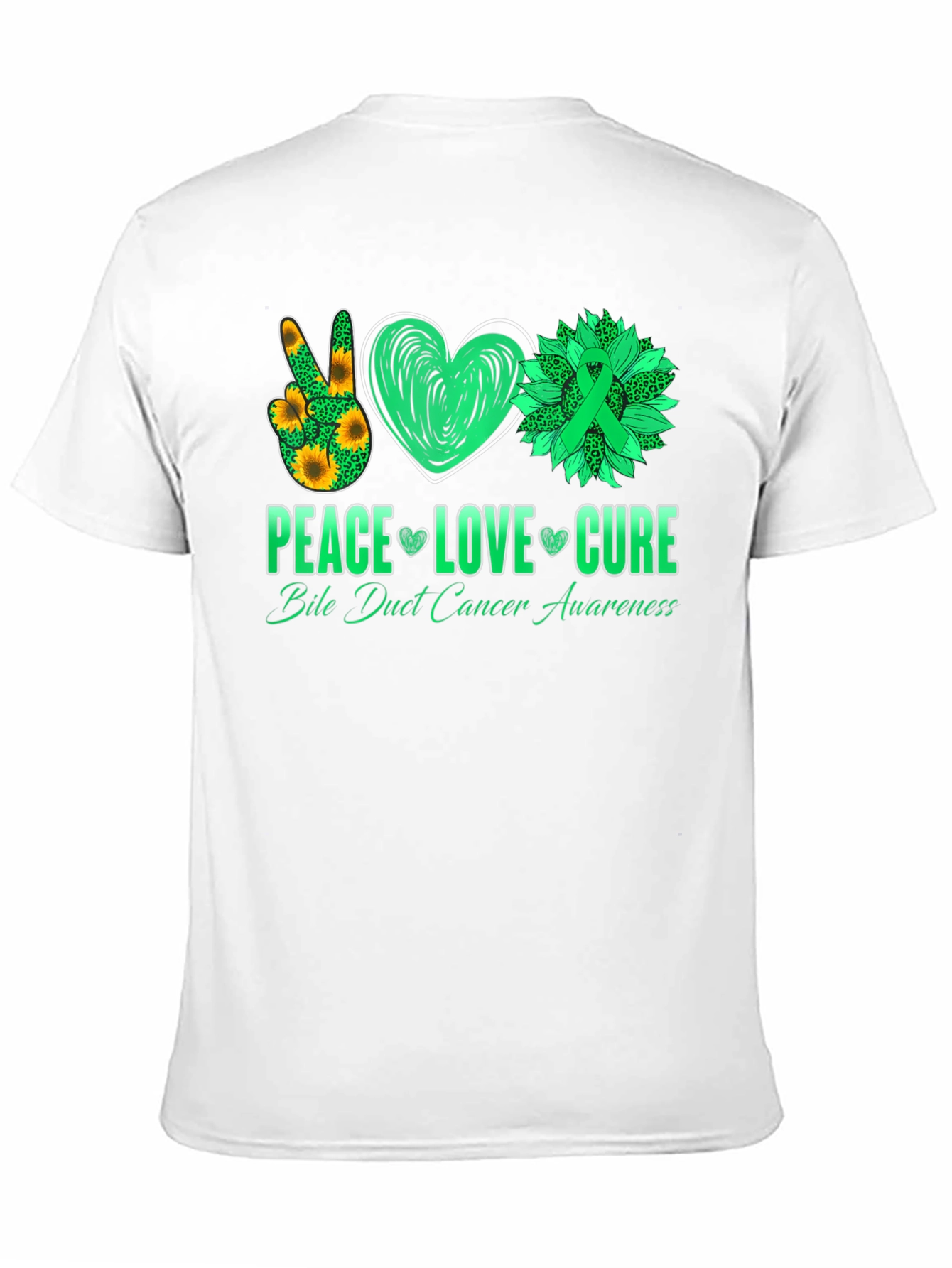 Peace Love Cure Bile Duct Cancer Awareness T-Shirt
