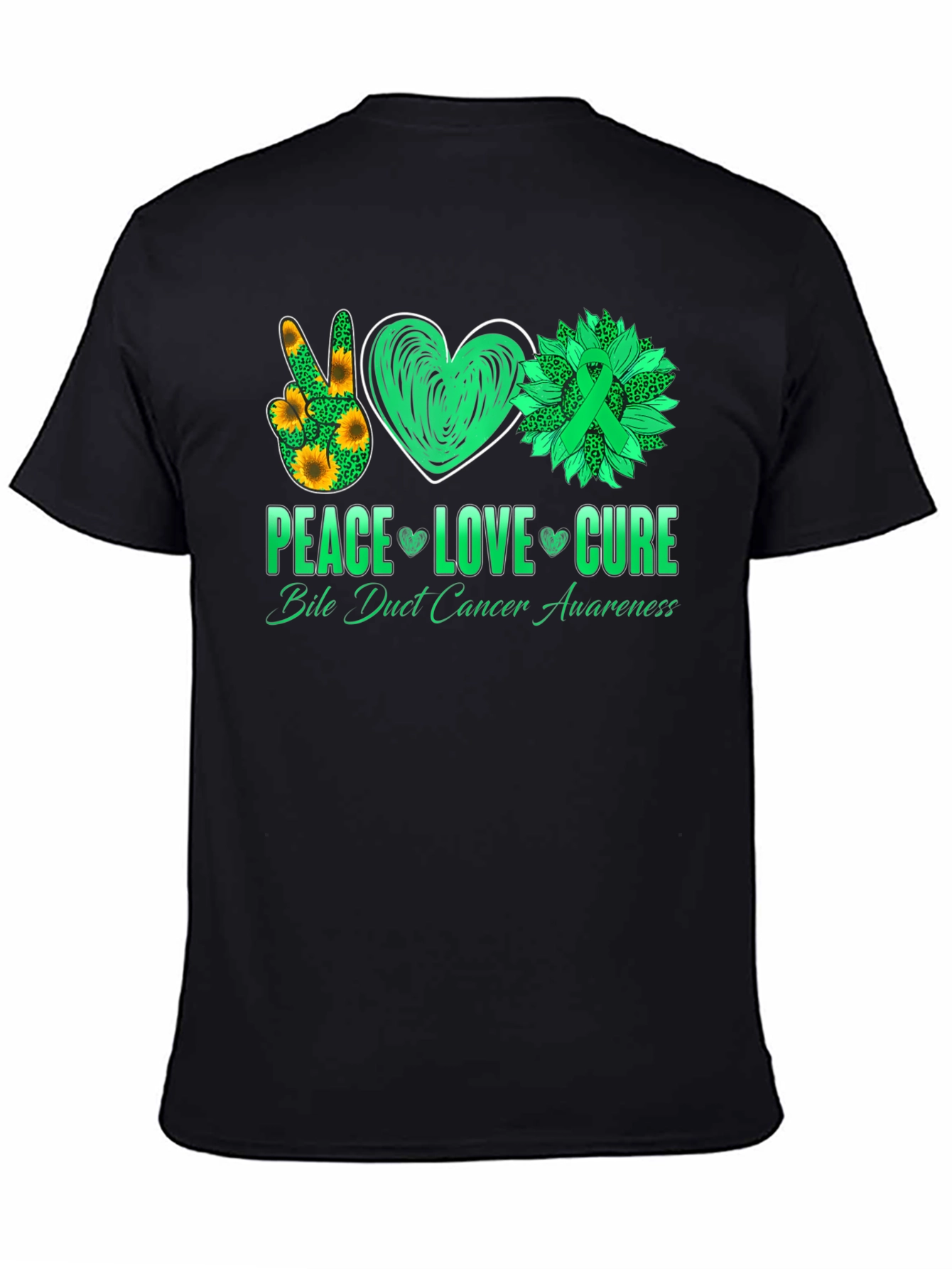 Peace Love Cure Bile Duct Cancer Awareness T-Shirt