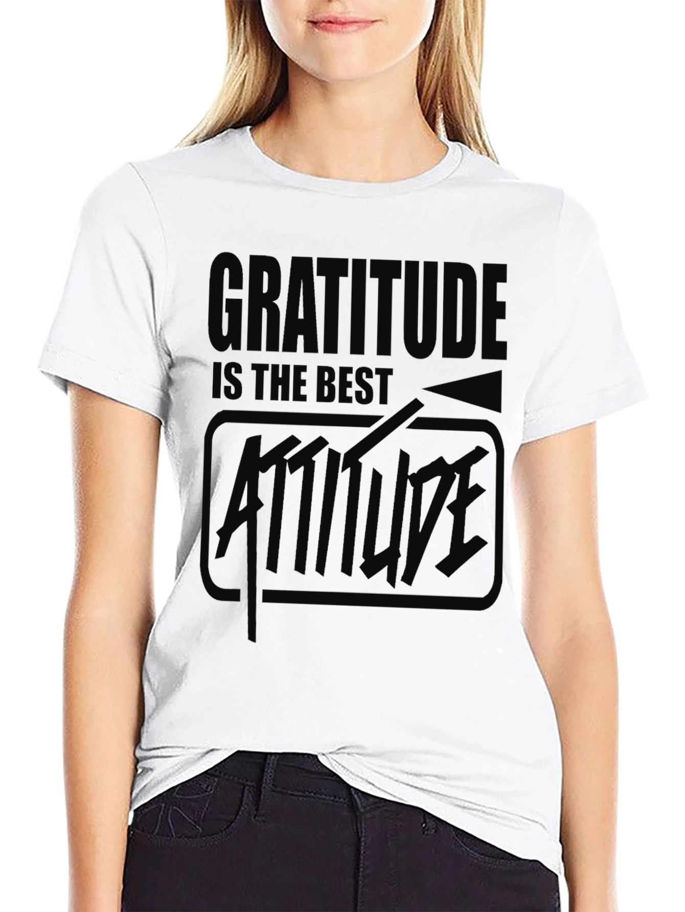 Gratitude Attitude Black Graphic T-Shirt