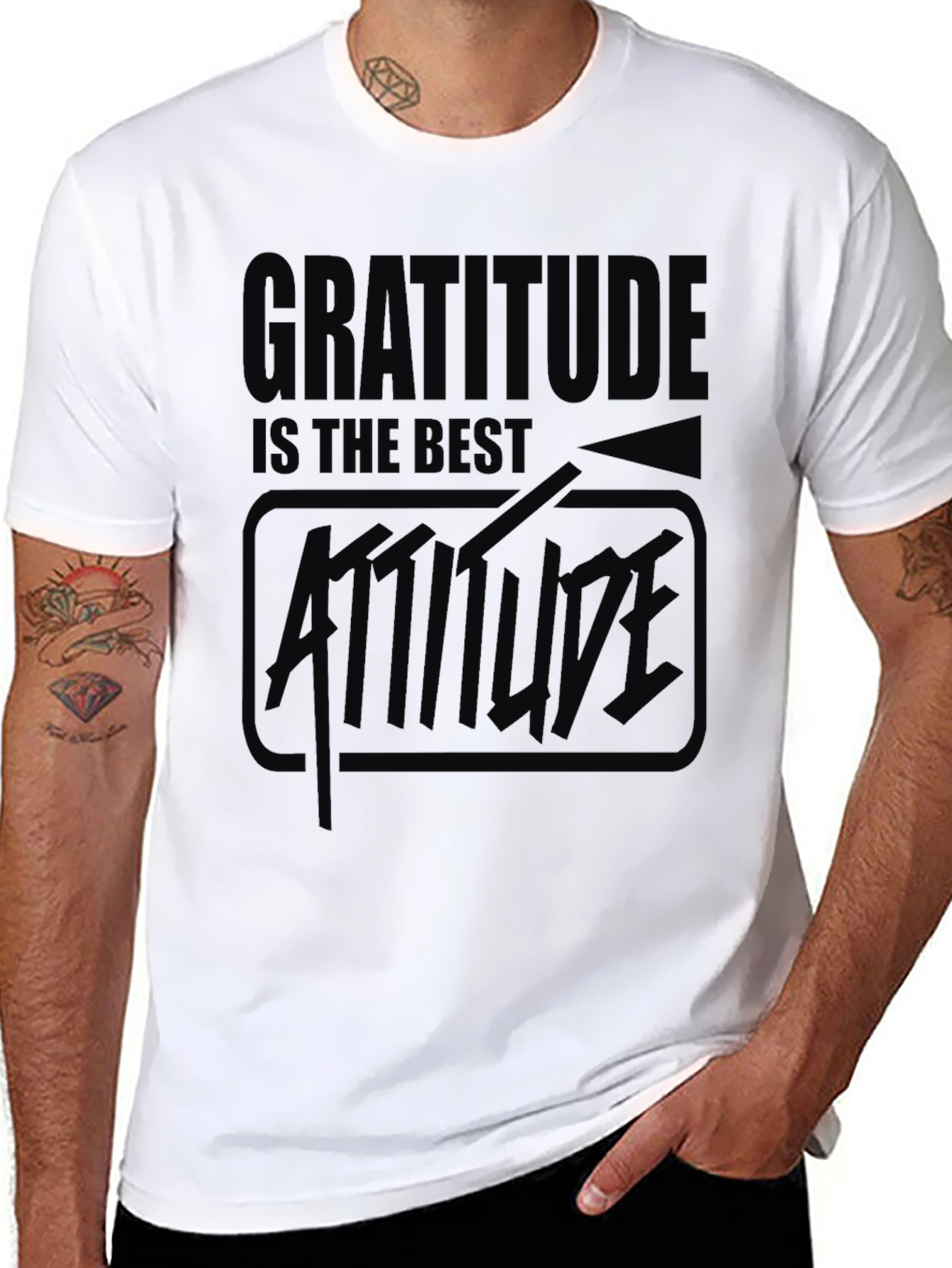 Gratitude Attitude Black Graphic T-Shirt