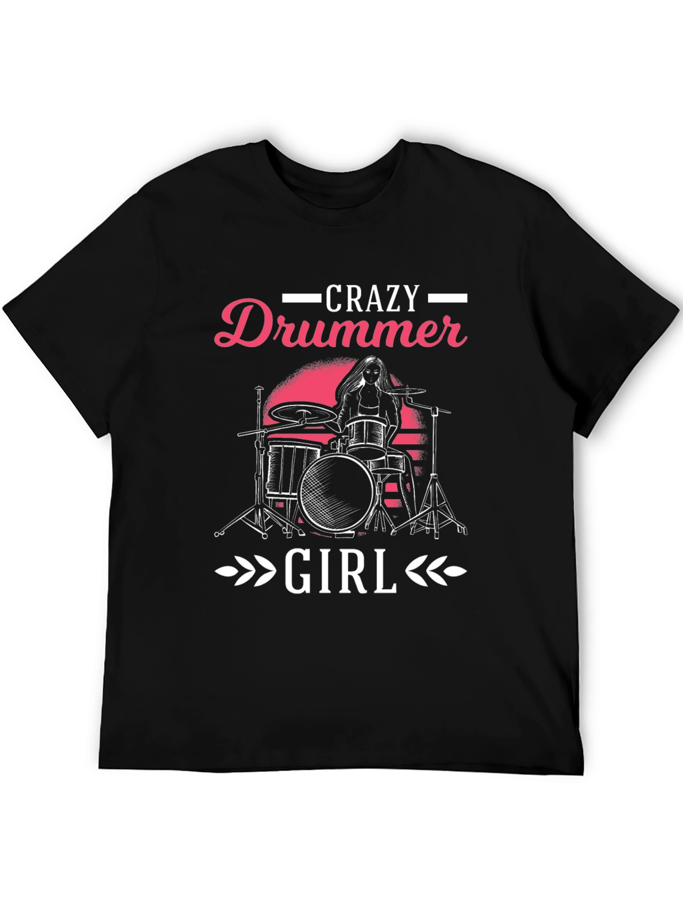 Crazy Drummer Girl Graphic T-Shirt - Black