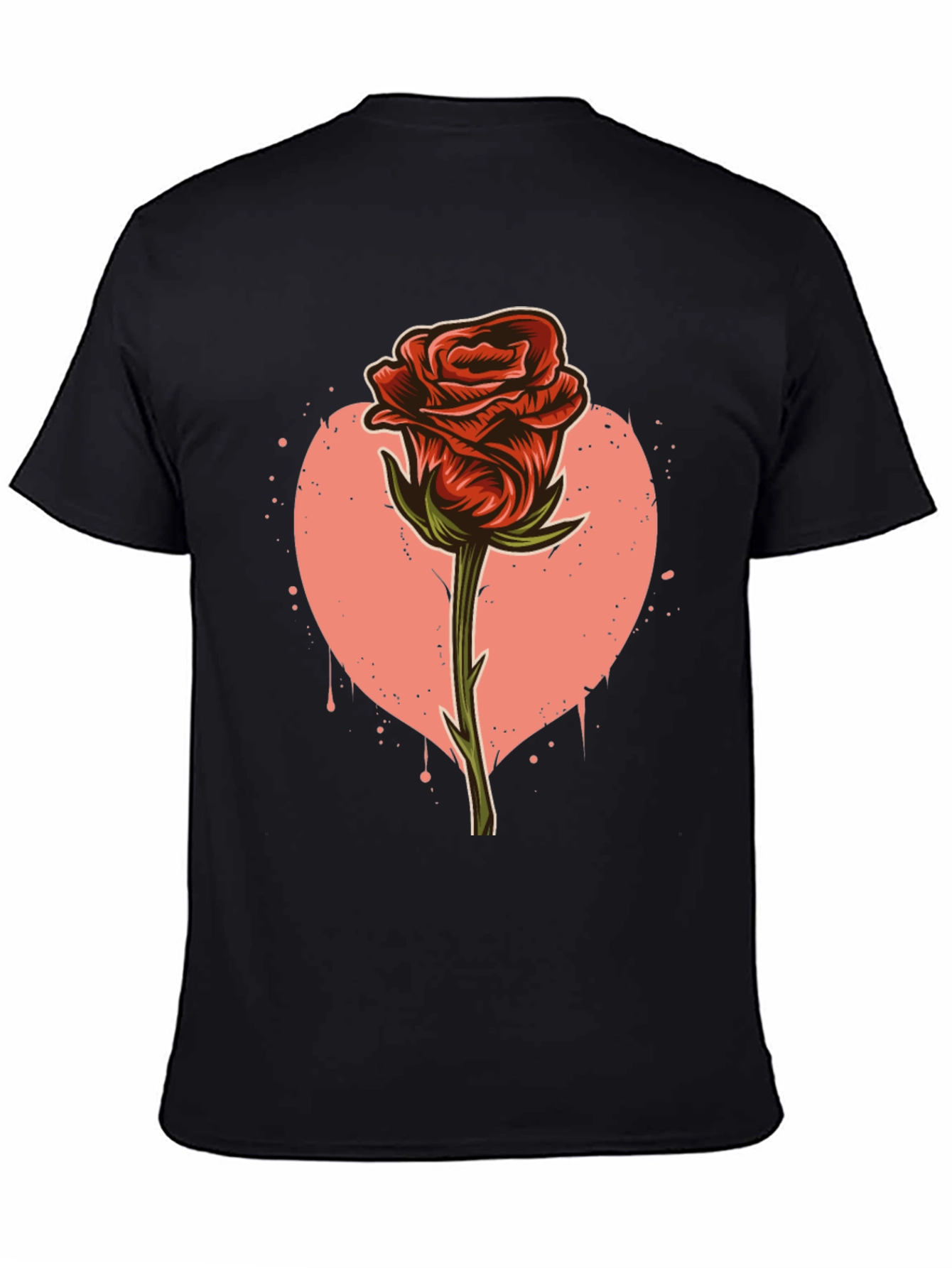 Red Rose Heart Graphic Print T-Shirt