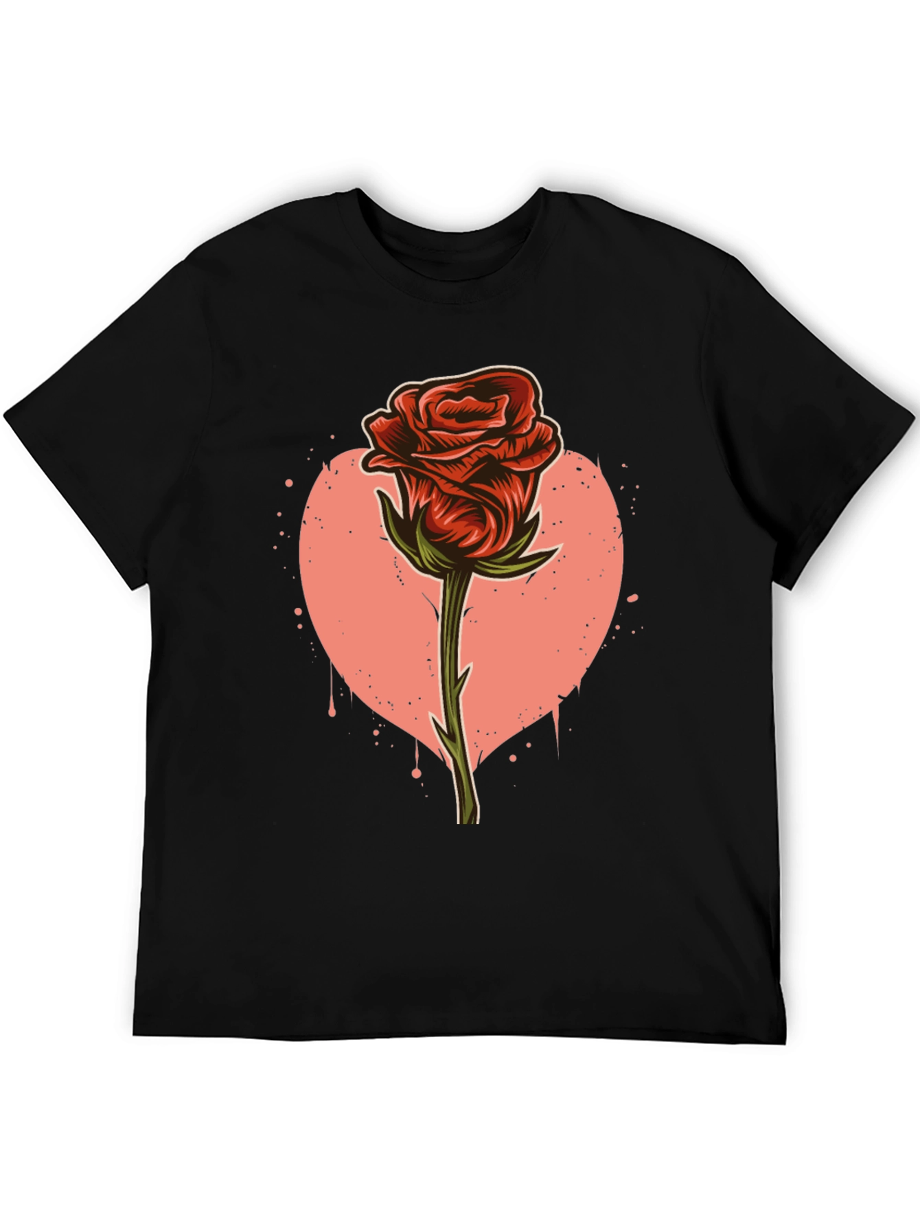 Red Rose Heart Graphic Print T-Shirt