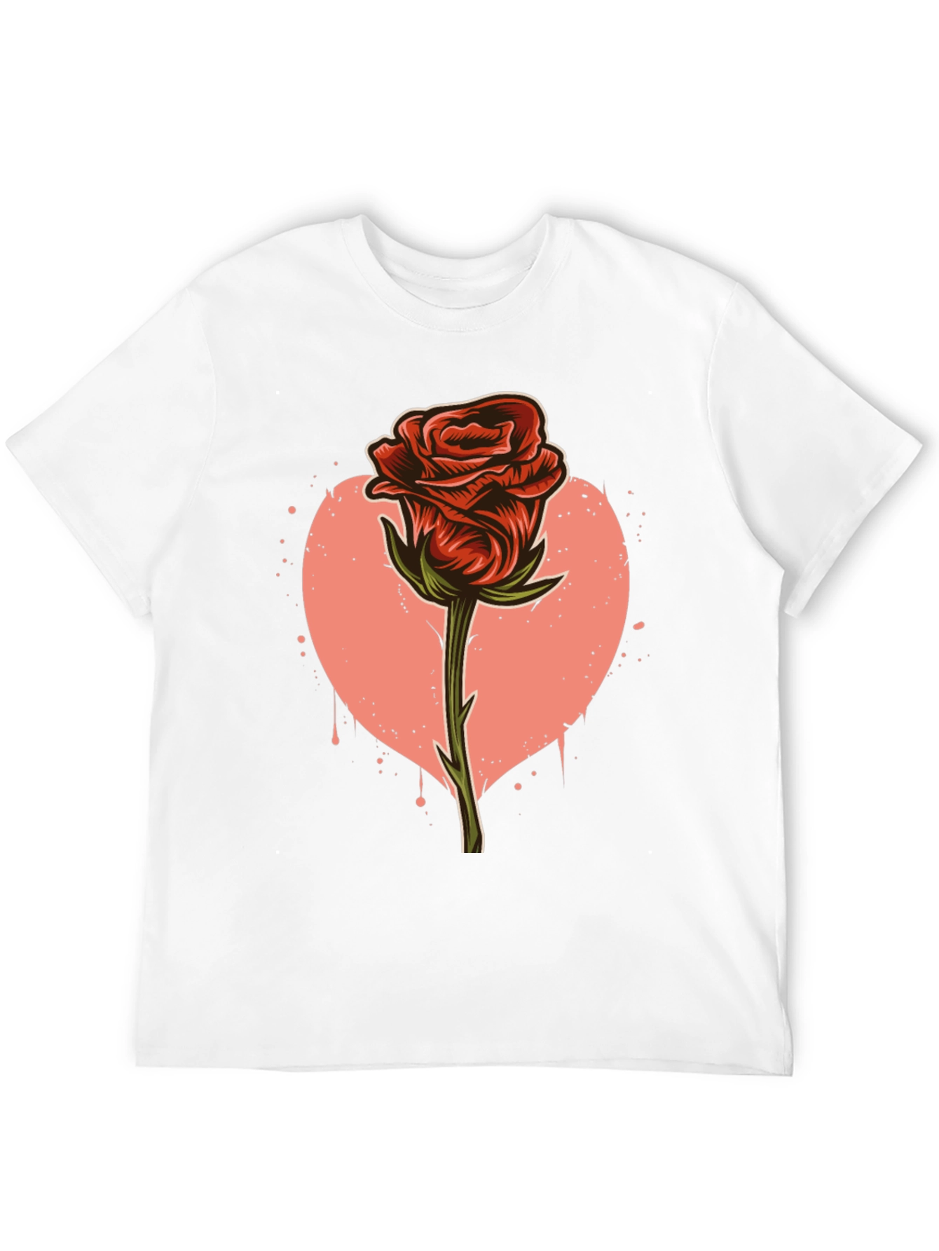 Red Rose Heart Graphic Print T-Shirt