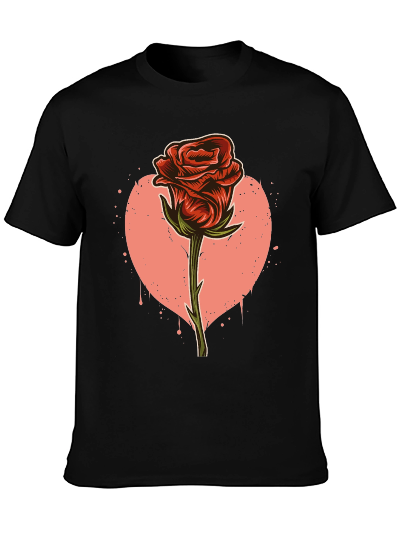Red Rose Heart Graphic Print T-Shirt