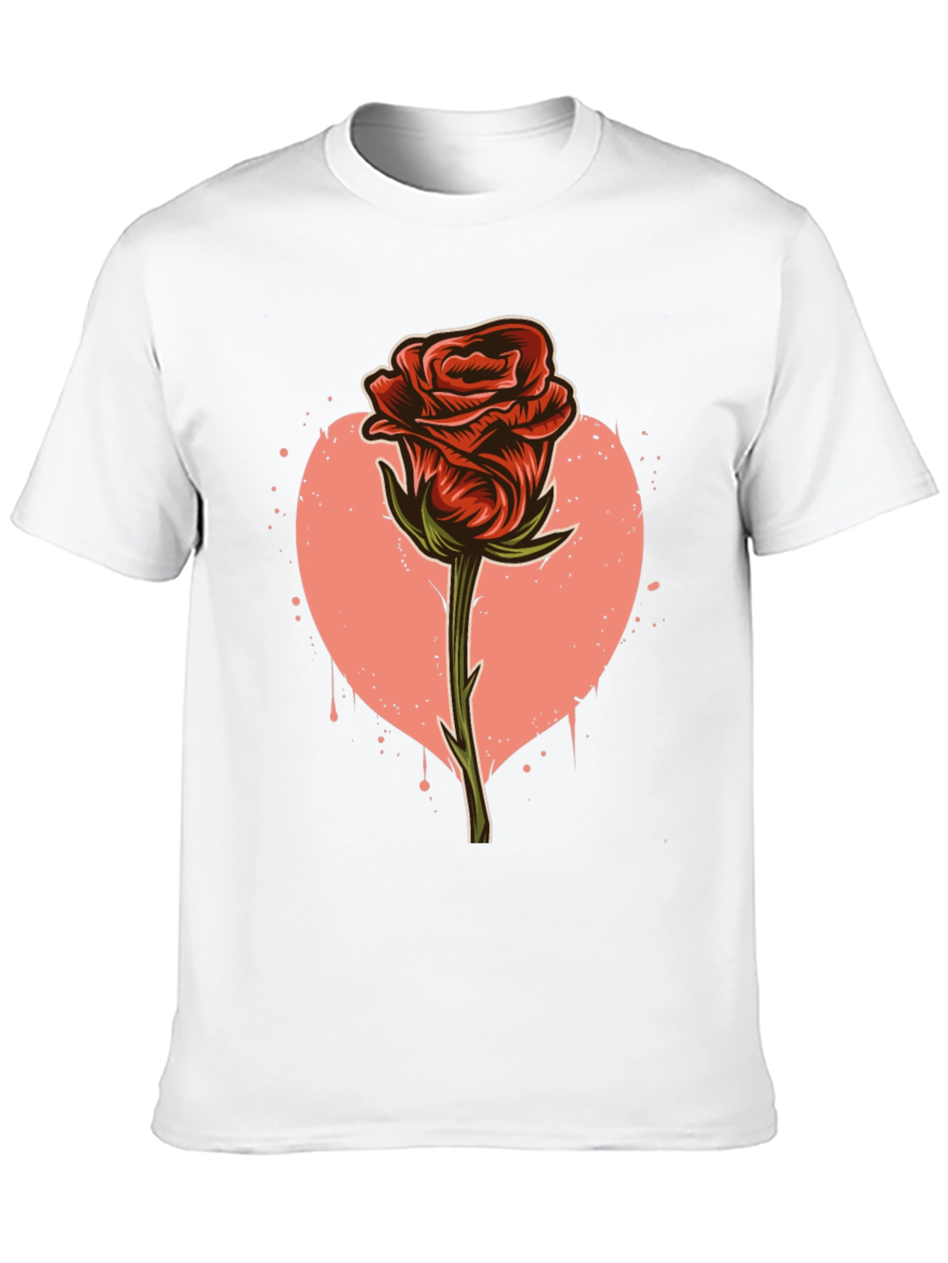 Red Rose Heart Graphic Print T-Shirt