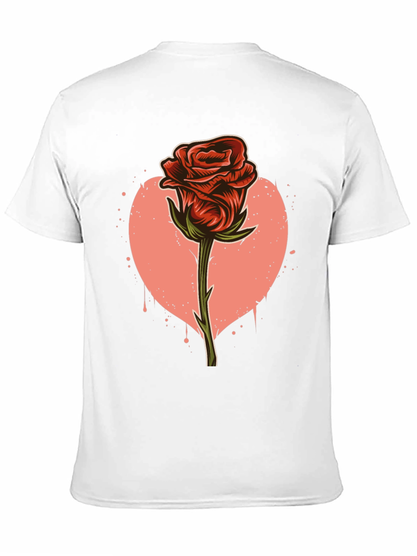 Red Rose Heart Graphic Print T-Shirt