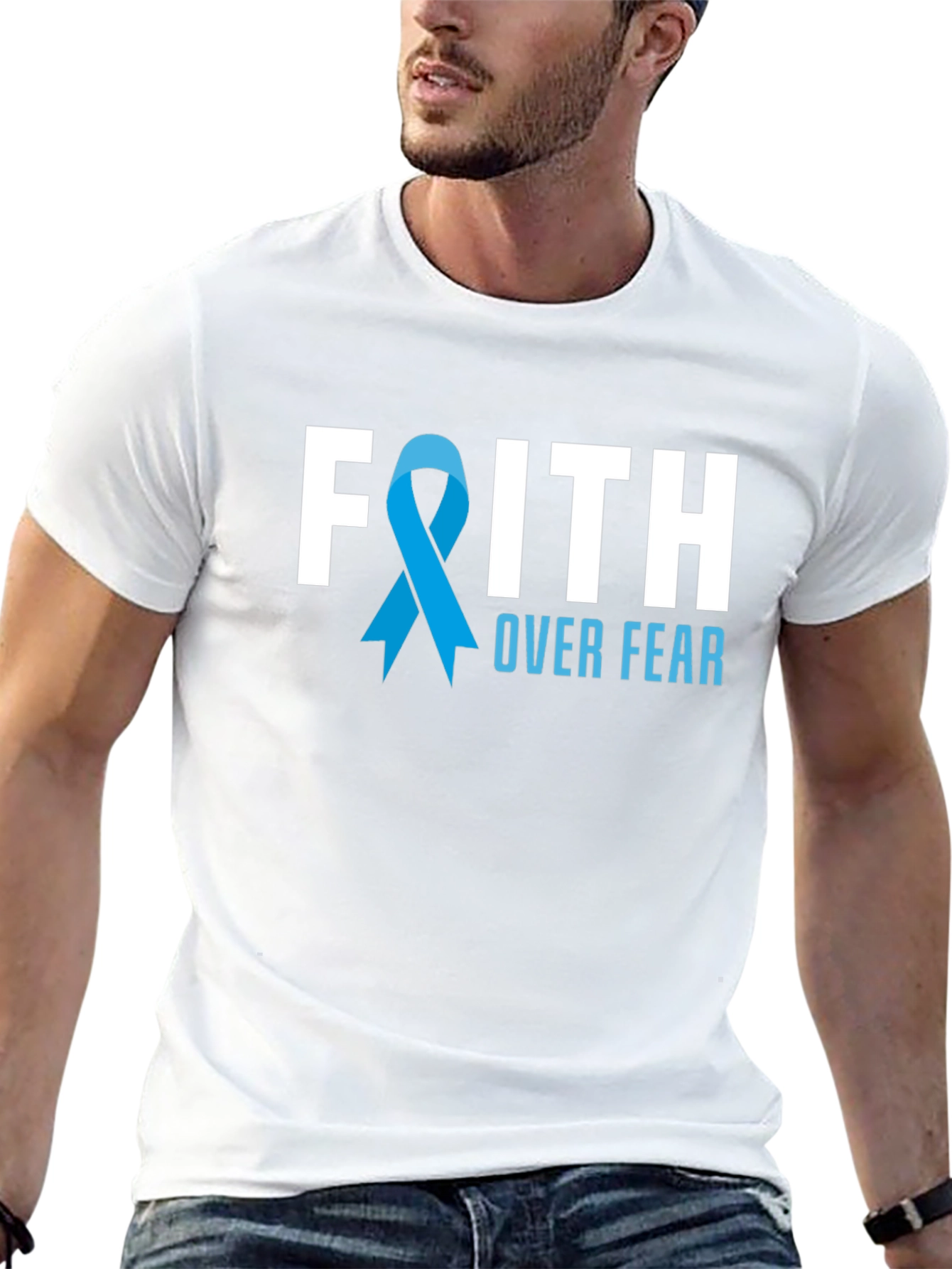 Faith Over Fear T-Shirt Awareness Ribbon Graphic Tee