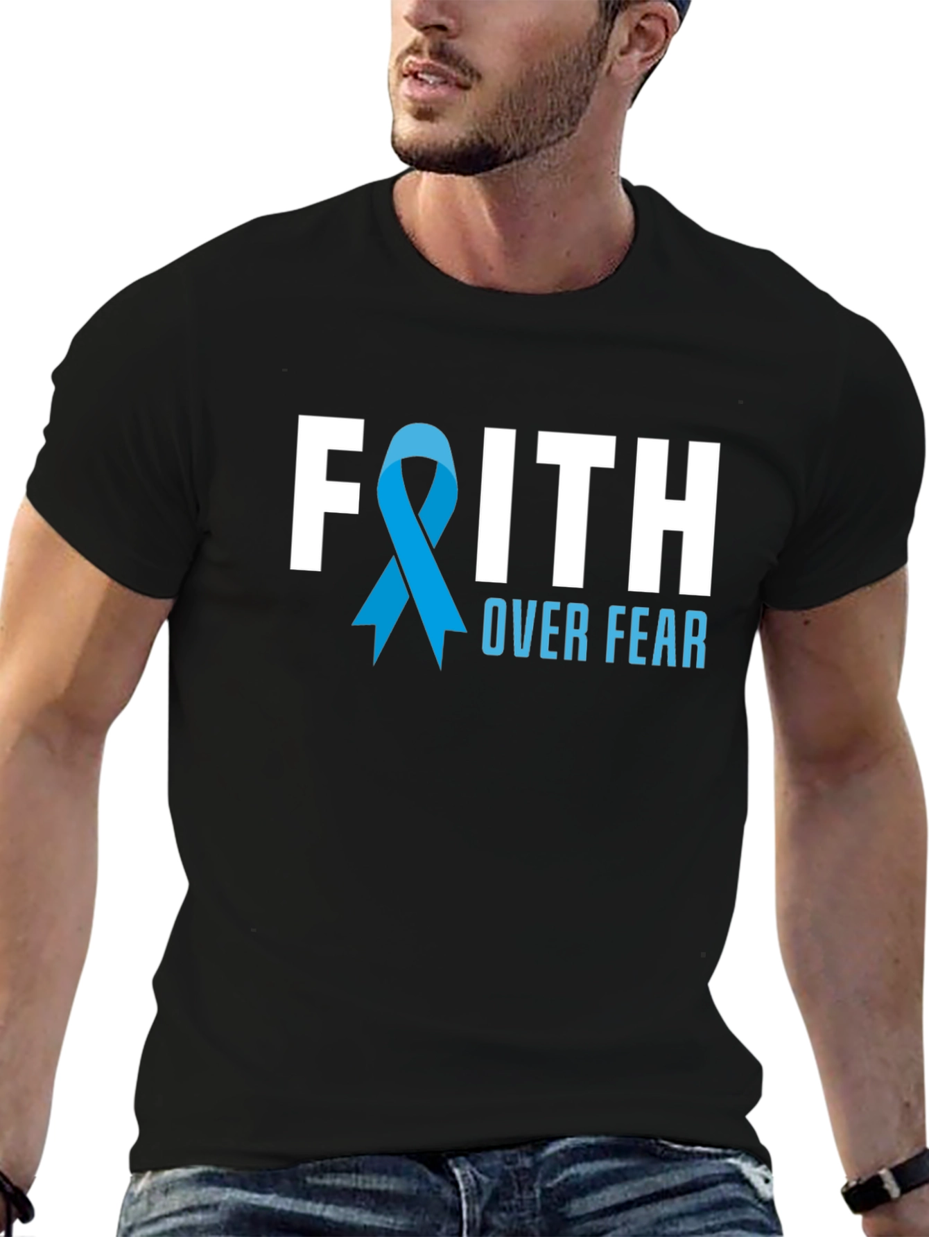 Faith Over Fear T-Shirt Awareness Ribbon Graphic Tee