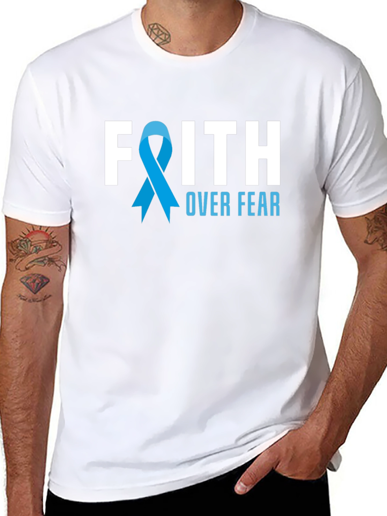 Faith Over Fear T-Shirt Awareness Ribbon Graphic Tee