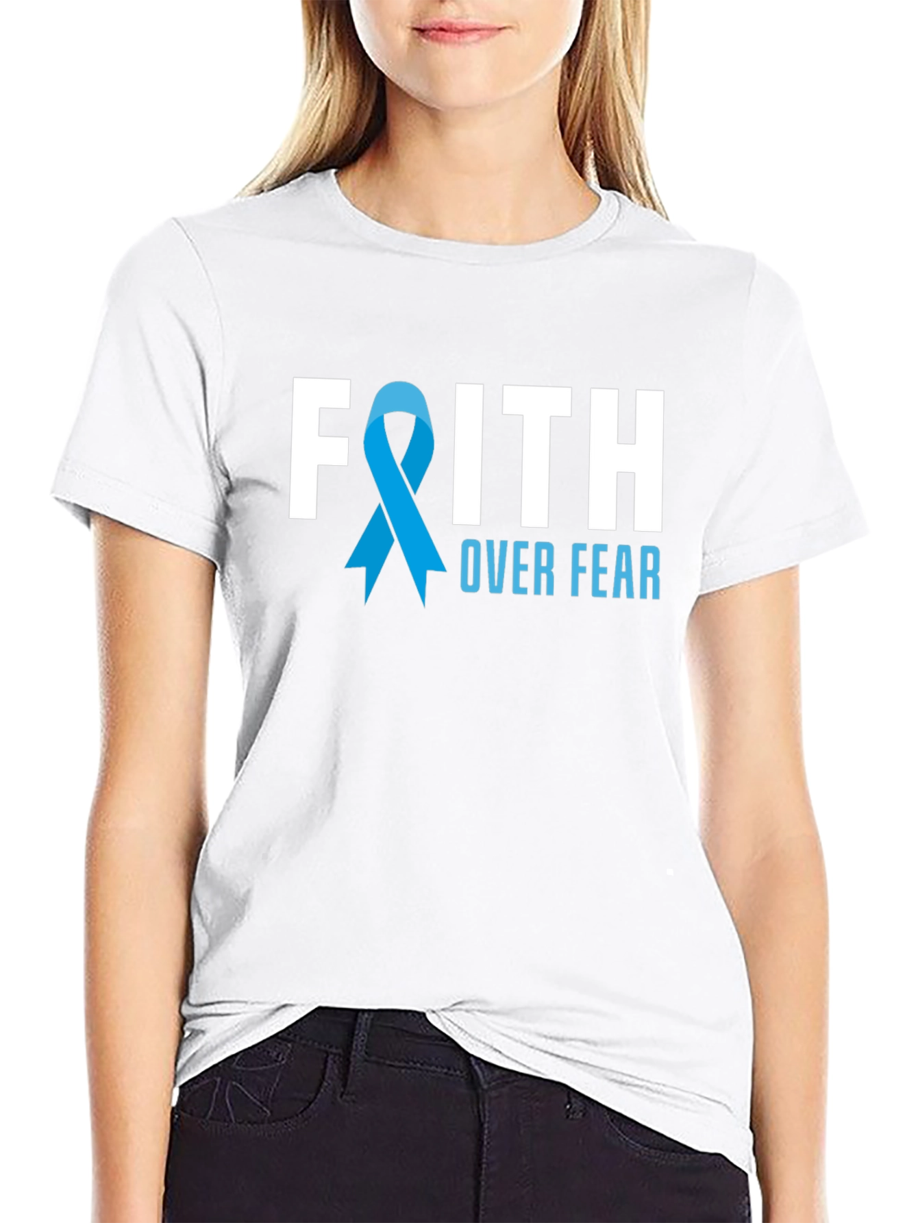 Faith Over Fear T-Shirt Awareness Ribbon Graphic Tee