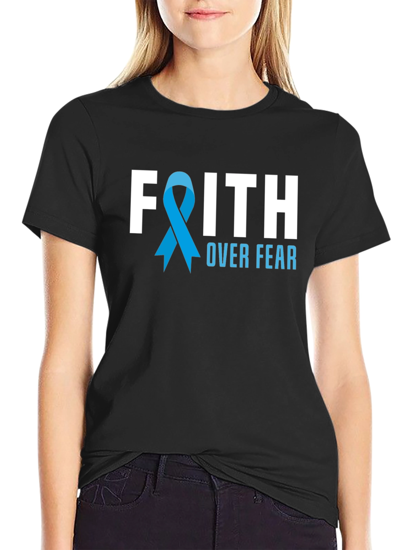 Faith Over Fear T-Shirt Awareness Ribbon Graphic Tee