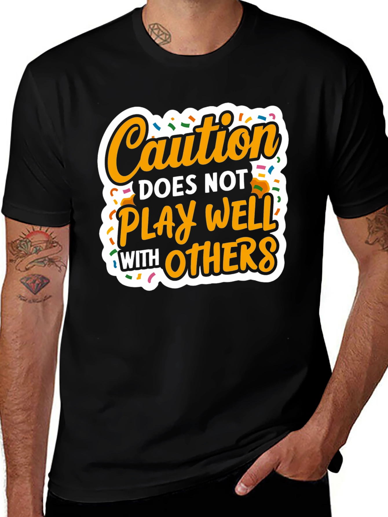 Caution Doesnt Play Well with Others - Graphic T-Shirt