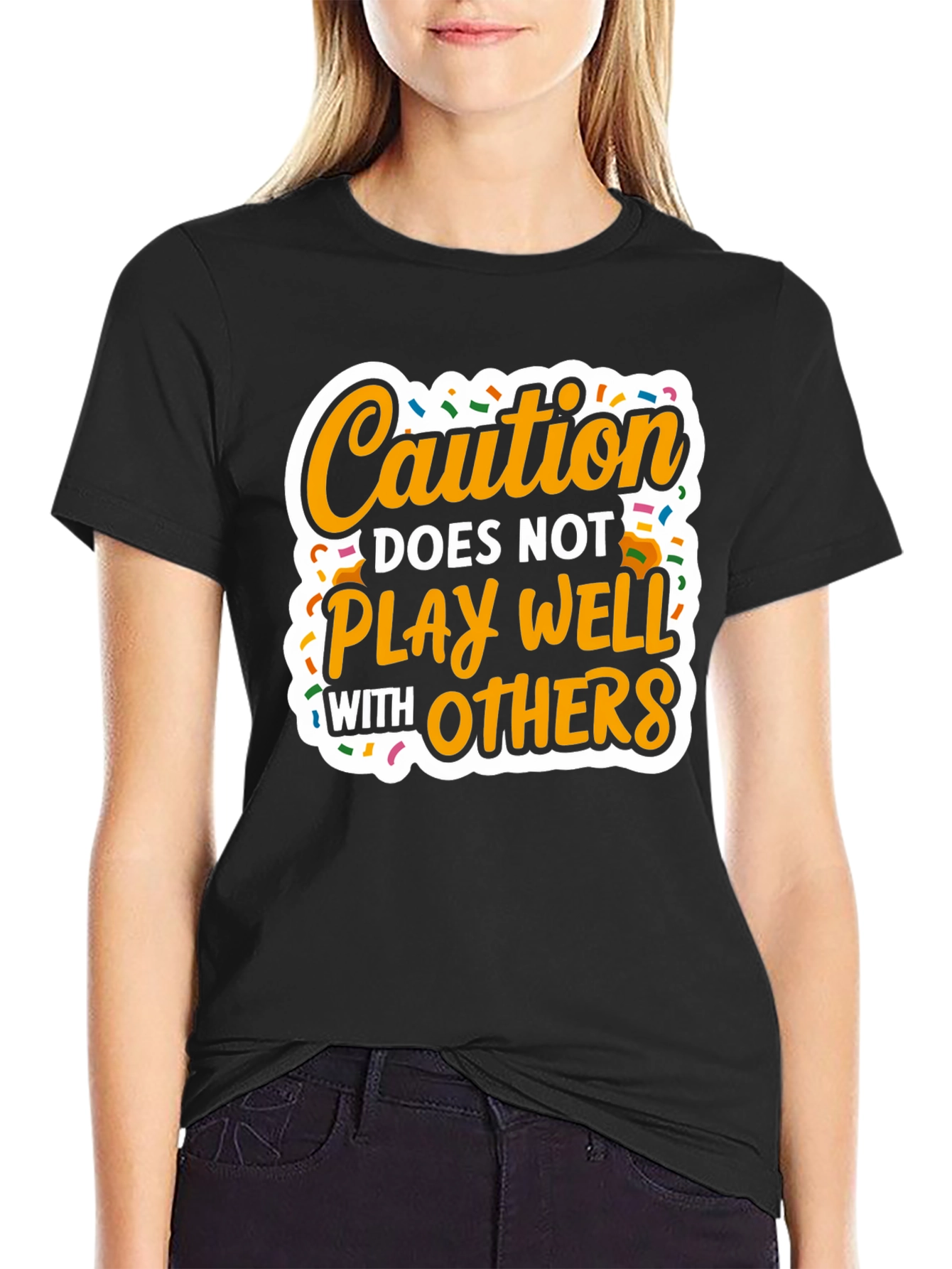 Caution Doesnt Play Well with Others - Graphic T-Shirt