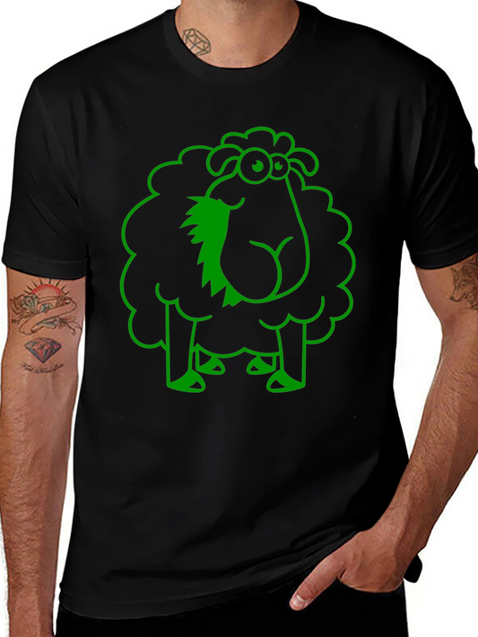 Funny Sheep Graphic Tee - Black Cotton T-Shirt