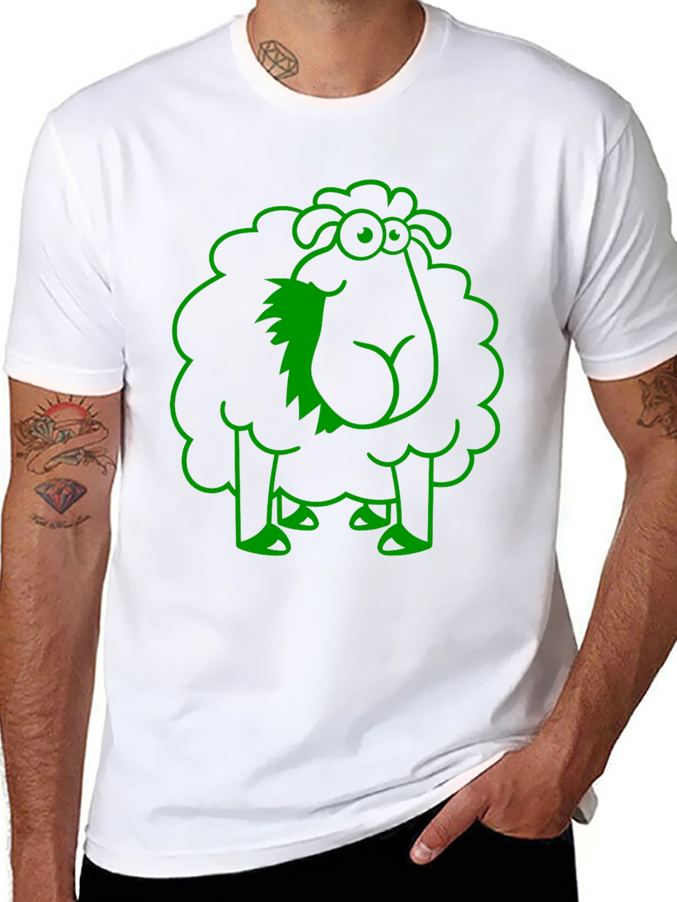 Funny Sheep Graphic Tee - Black Cotton T-Shirt
